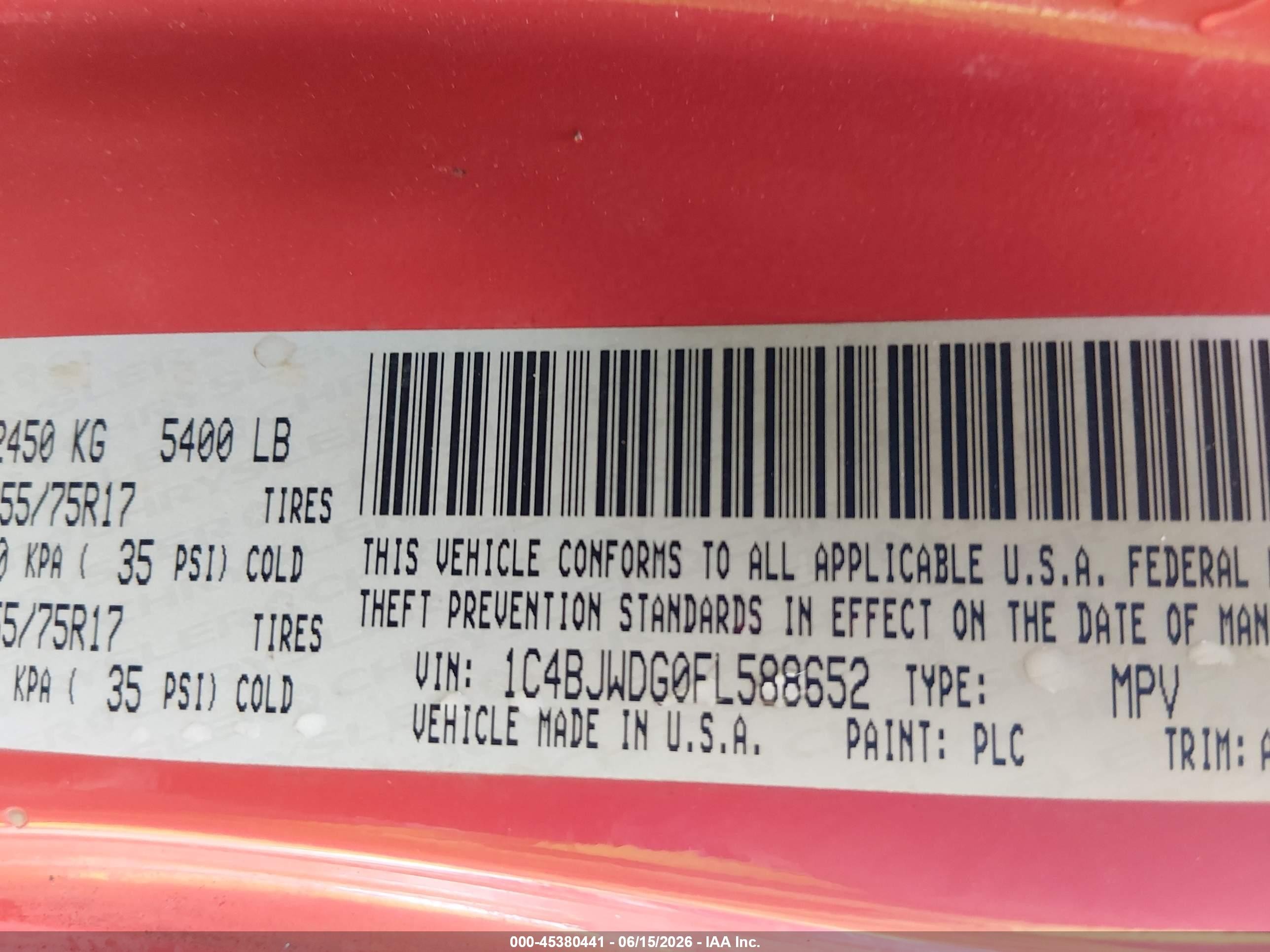2015 Jeep Wrangler Unlimited Sport Orange vin: 1C4BJWDG0FL588652