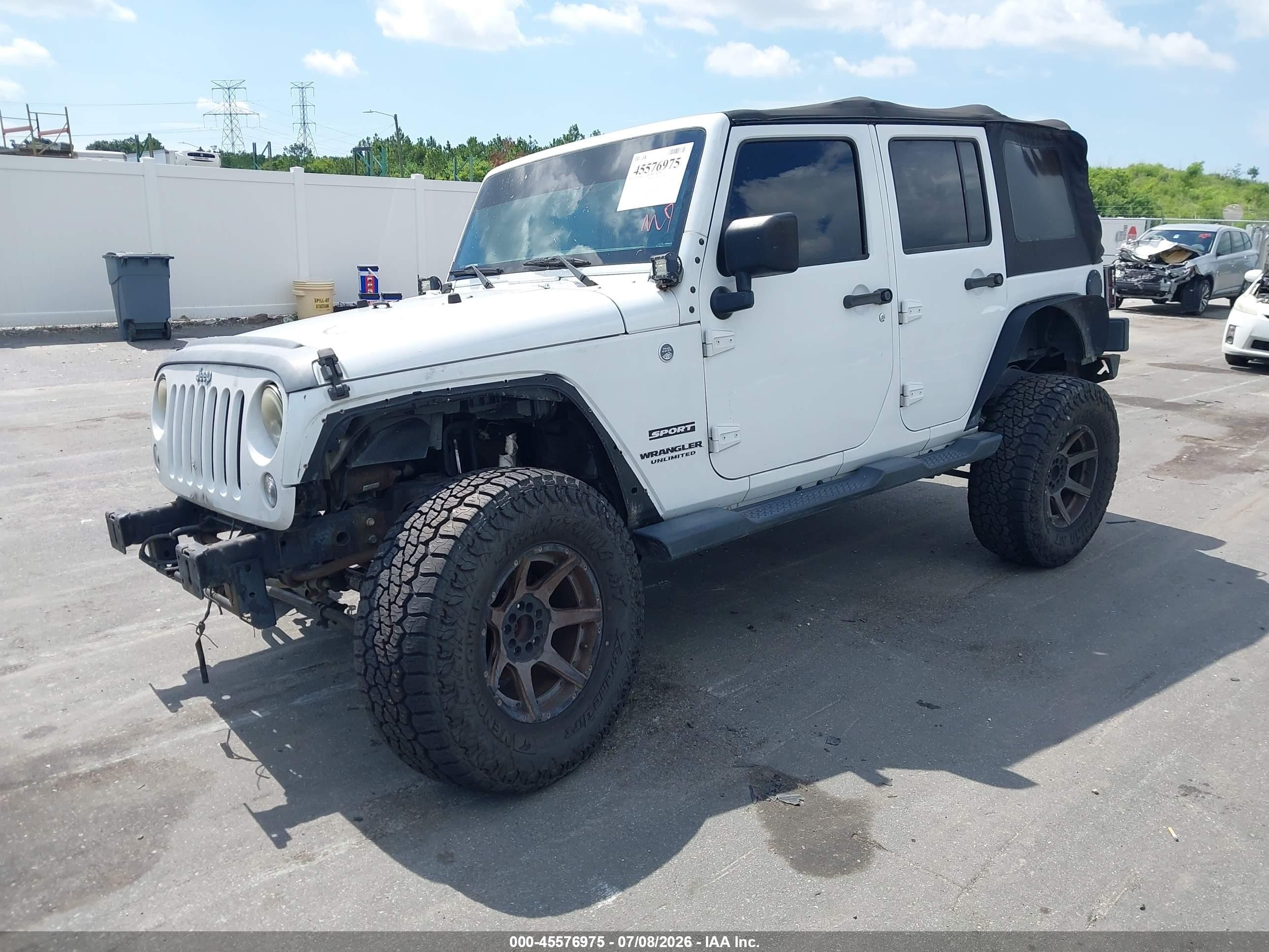 2015 Jeep Wrangler Unlimited Sport White vin: 1C4BJWDG0FL766964