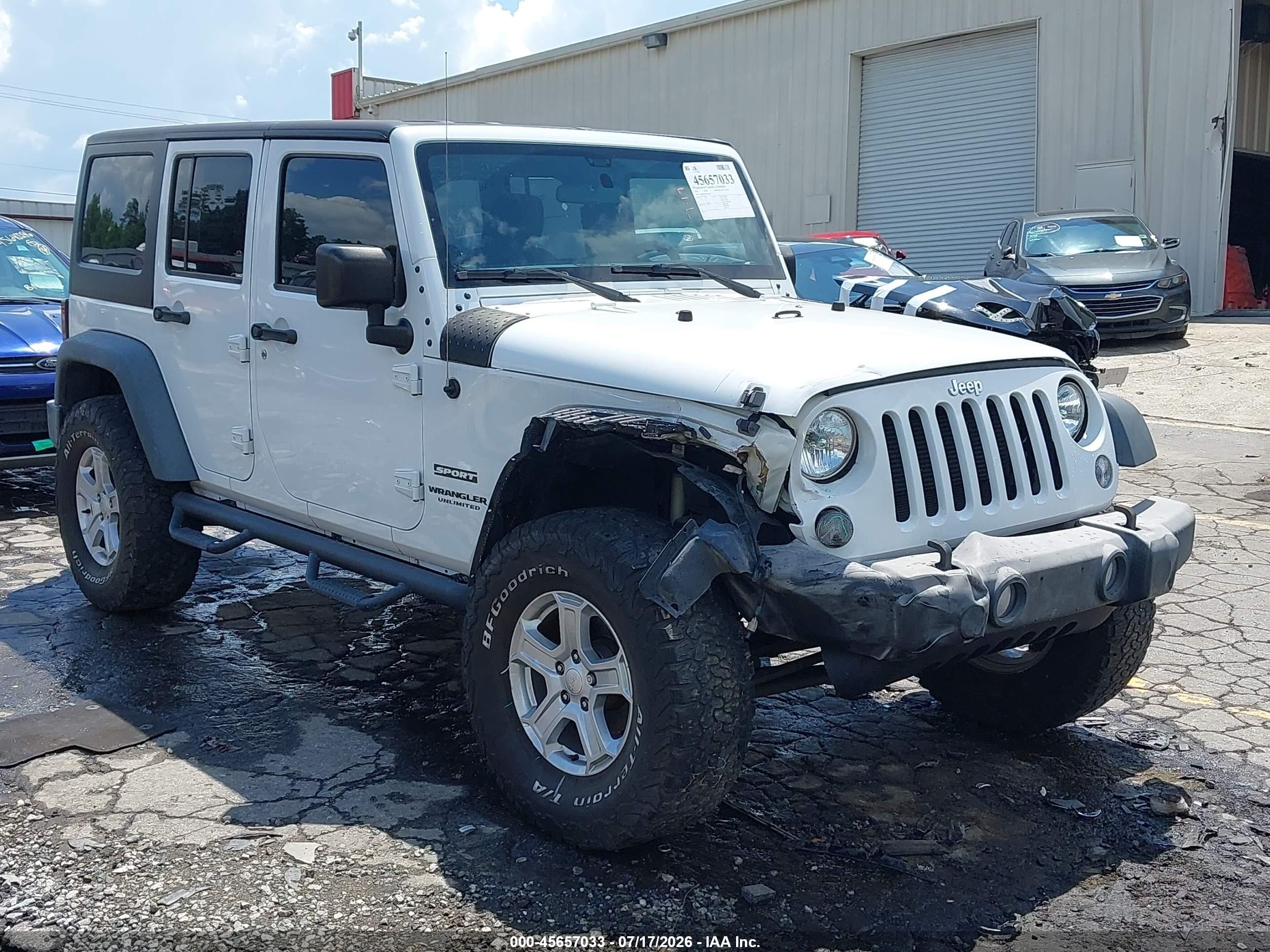2016 Jeep Wrangler Unlimited Sport White vin: 1C4BJWDG0GL310318