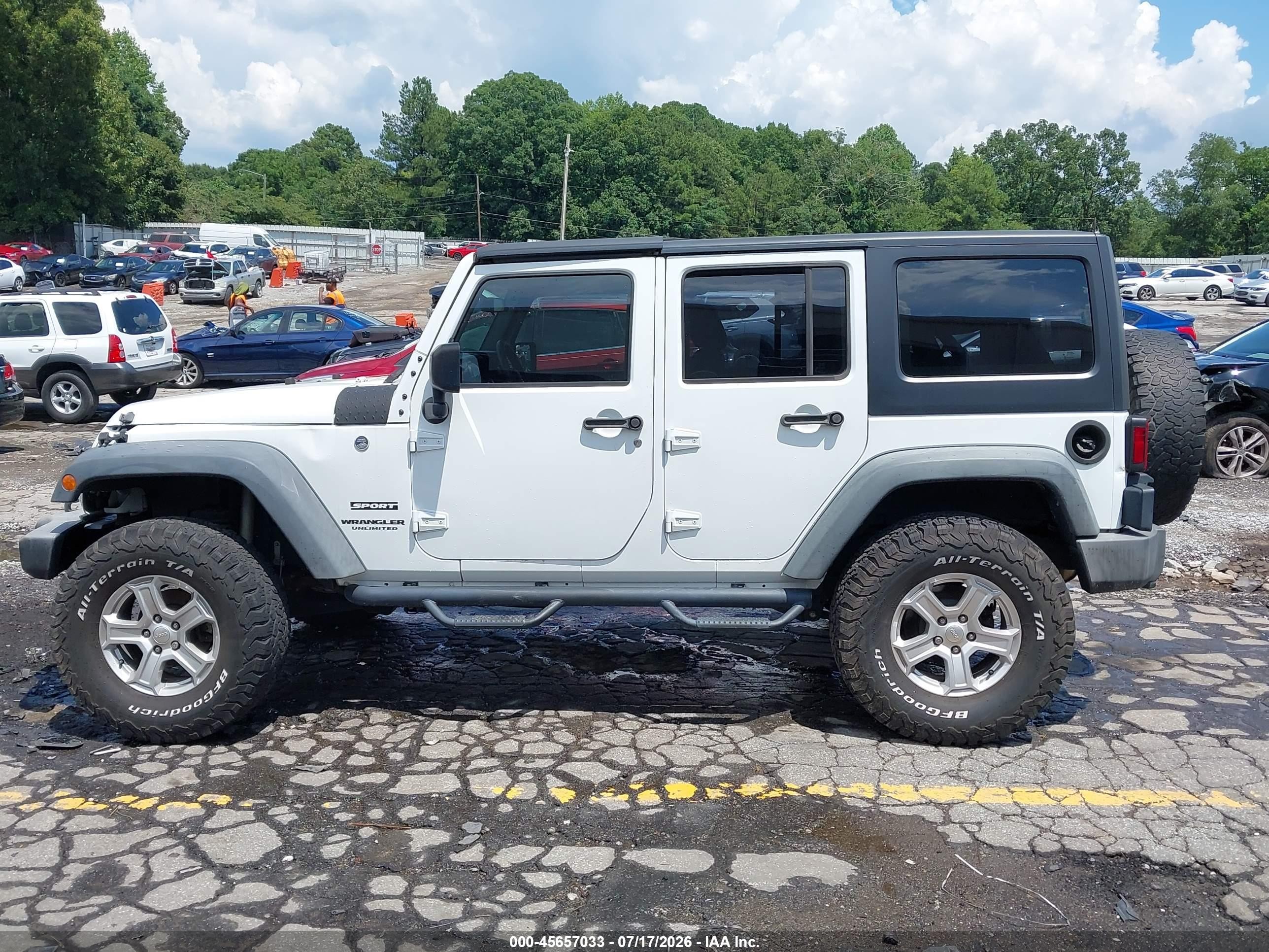 2016 Jeep Wrangler Unlimited Sport White vin: 1C4BJWDG0GL310318
