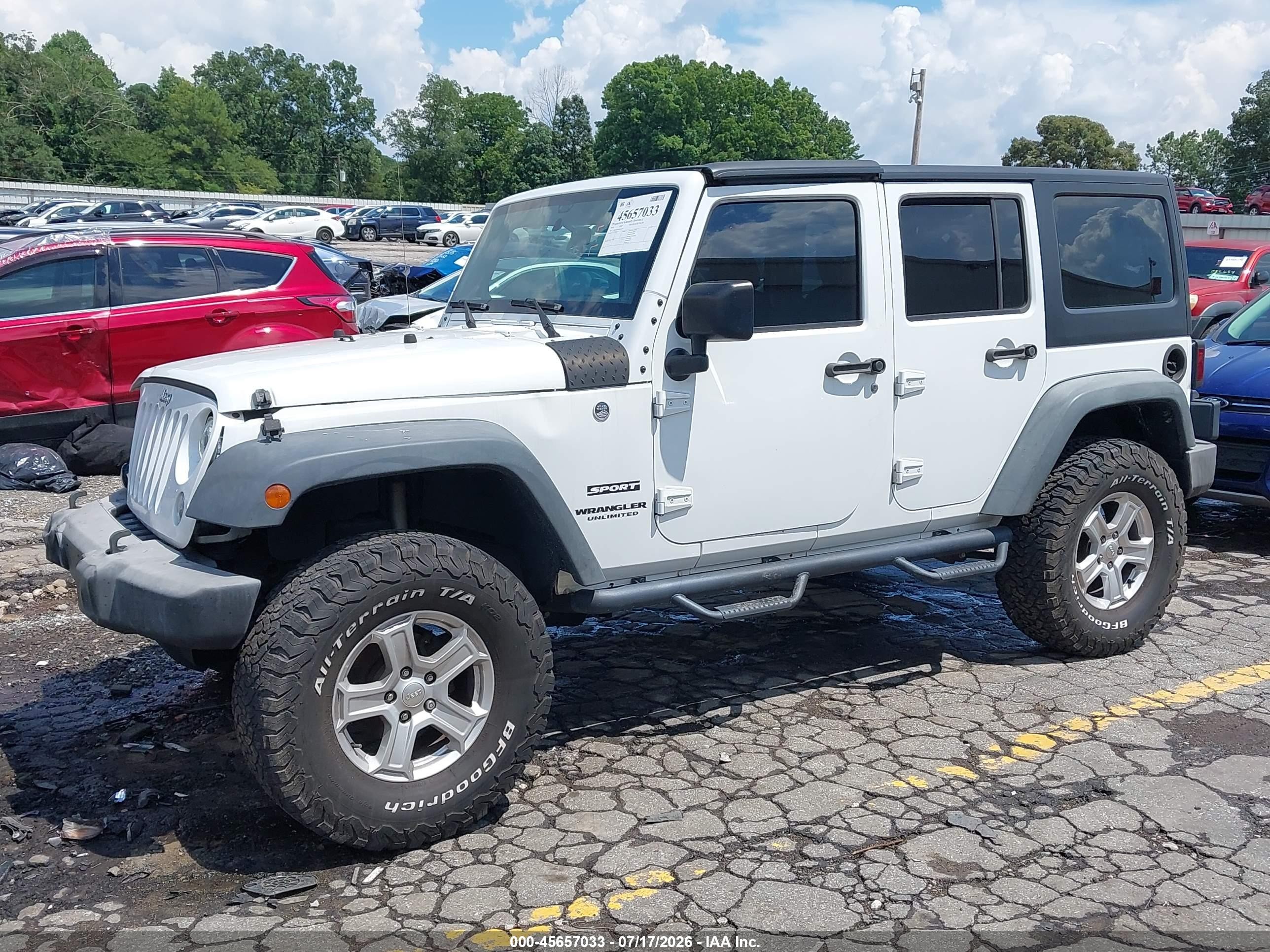 2016 Jeep Wrangler Unlimited Sport White vin: 1C4BJWDG0GL310318