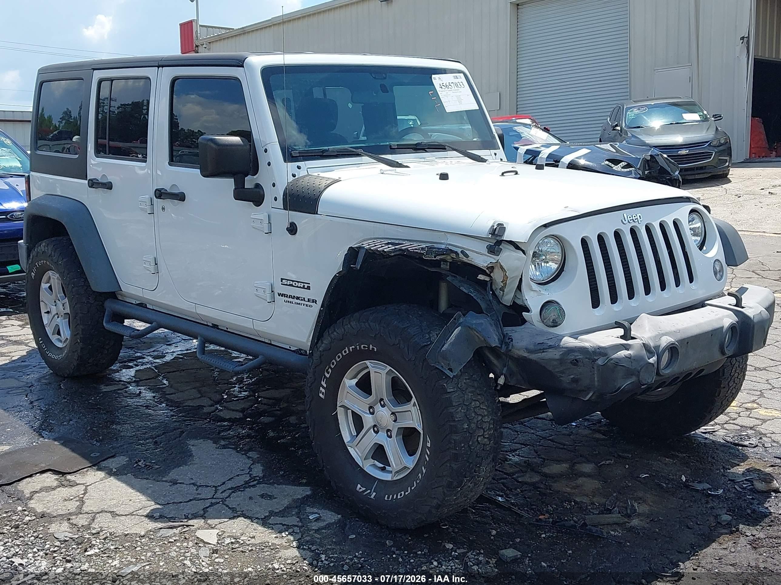 2016 Jeep Wrangler Unlimited Sport White vin: 1C4BJWDG0GL310318