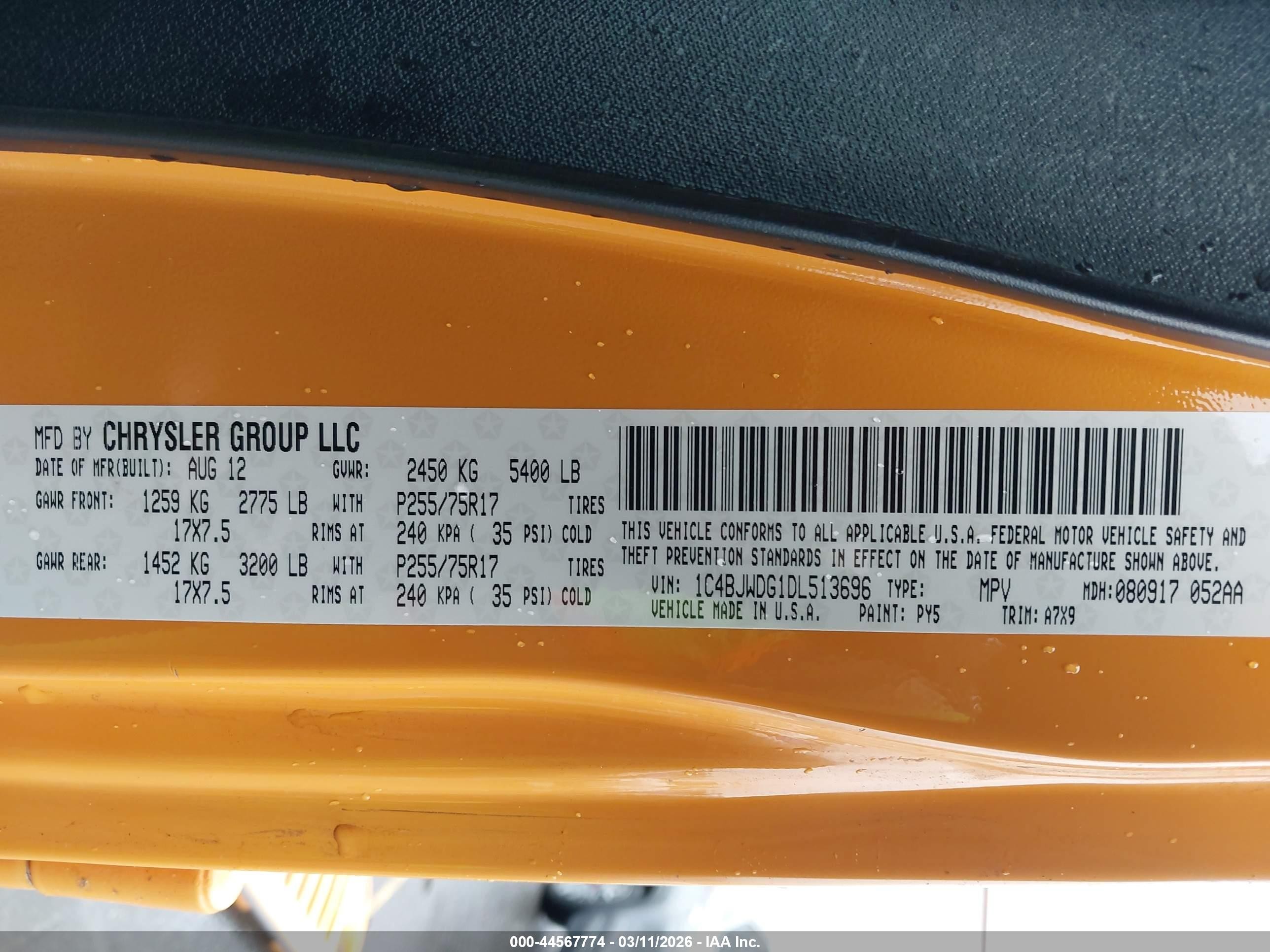 2013 Jeep Wrangler Unlimited Sport Yellow vin: 1C4BJWDG1DL513696