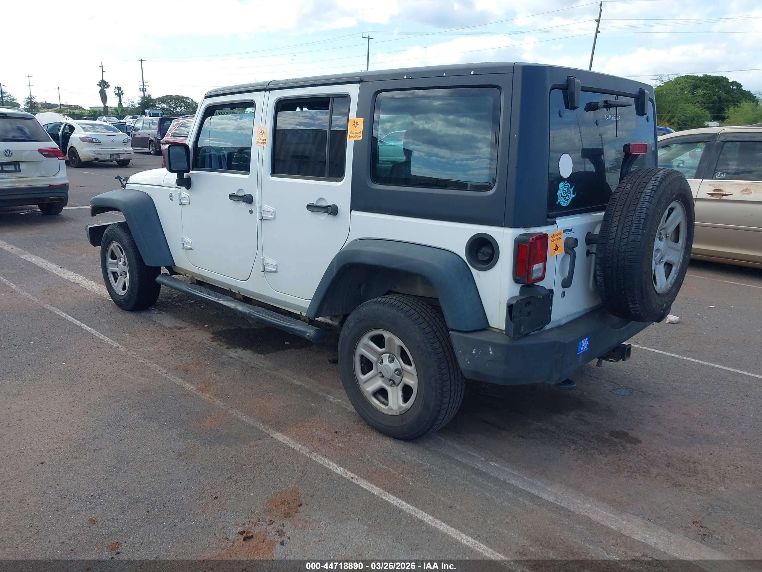 2013 Jeep Wrangler Unlimited Sport White vin: 1C4BJWDG1DL550764