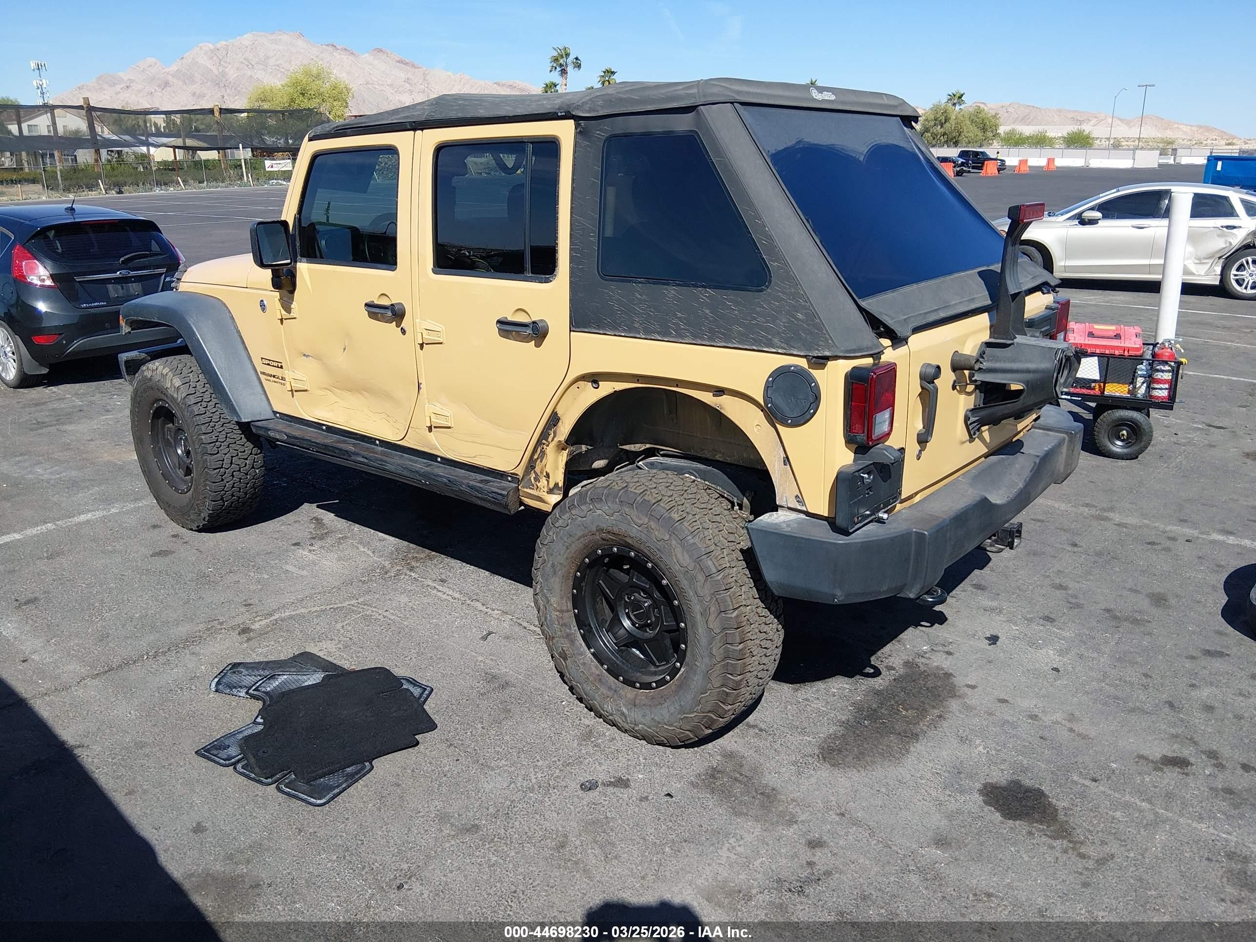 2014 Jeep Wrangler Unlimited Sport Yellow vin: 1C4BJWDG1EL236436