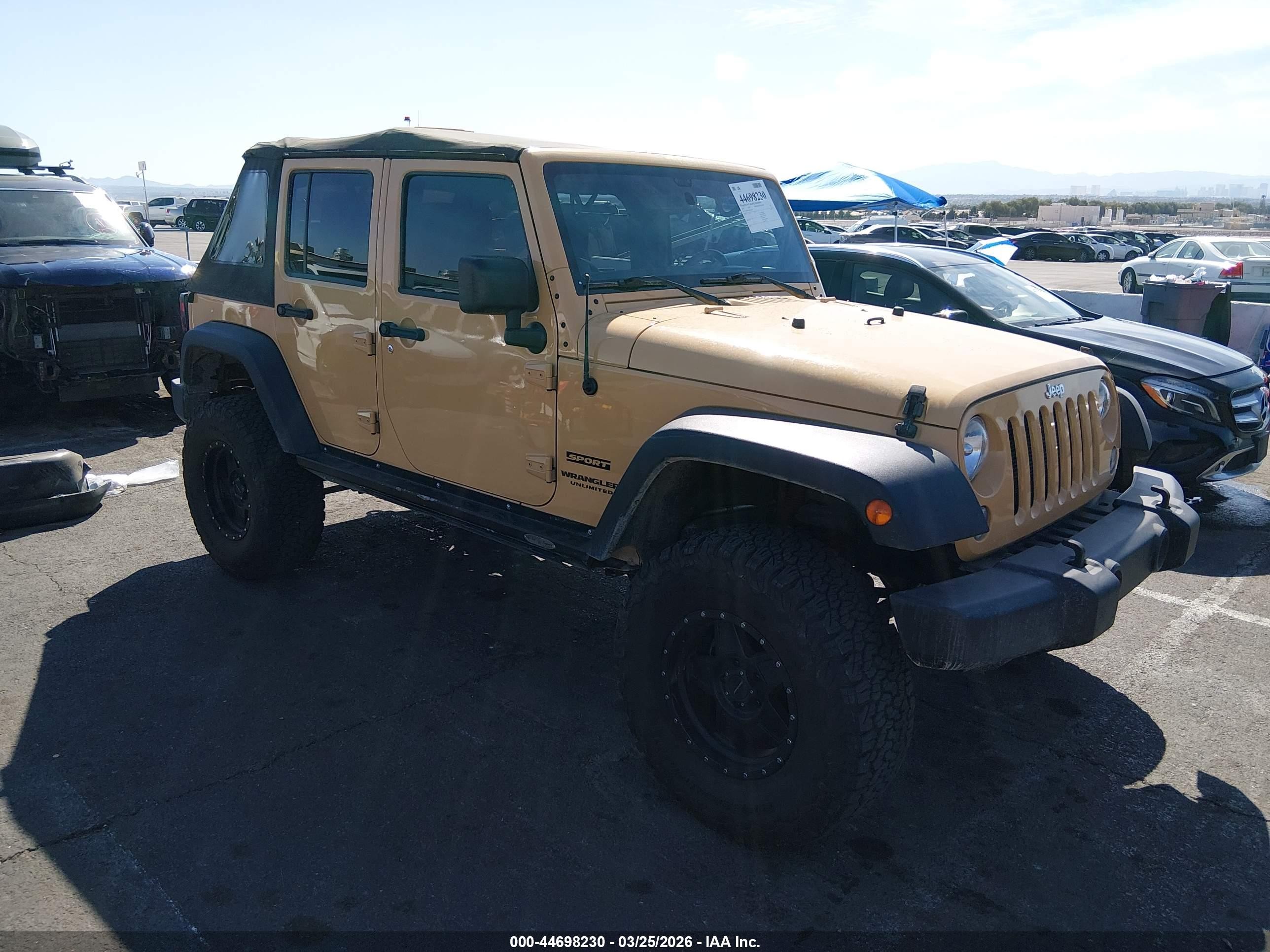 2014 Jeep Wrangler Unlimited Sport Yellow vin: 1C4BJWDG1EL236436
