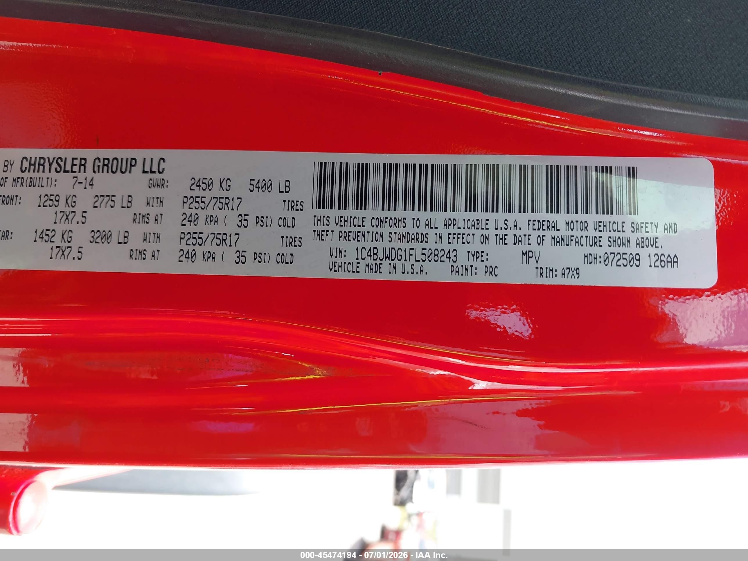 2015 Jeep Wrangler Unlimited Sport Red vin: 1C4BJWDG1FL508243