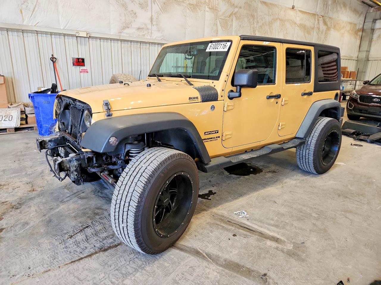 2014 Jeep Wrangler Unlimited Sport Yellow vin: 1C4BJWDG2EL139293