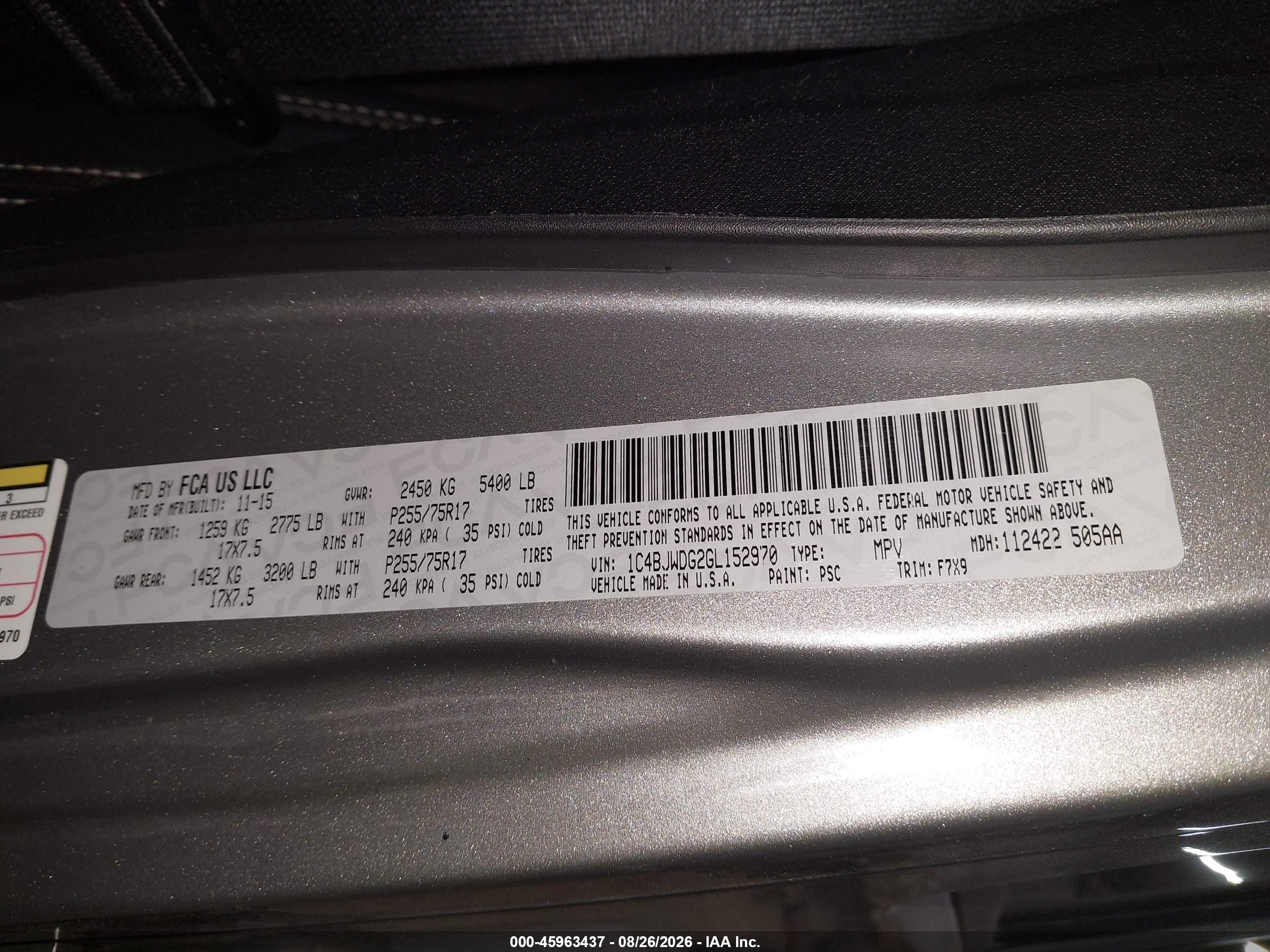 2016 Jeep Wrangler Unlimited Freedom Серый vin: 1C4BJWDG2GL152970
