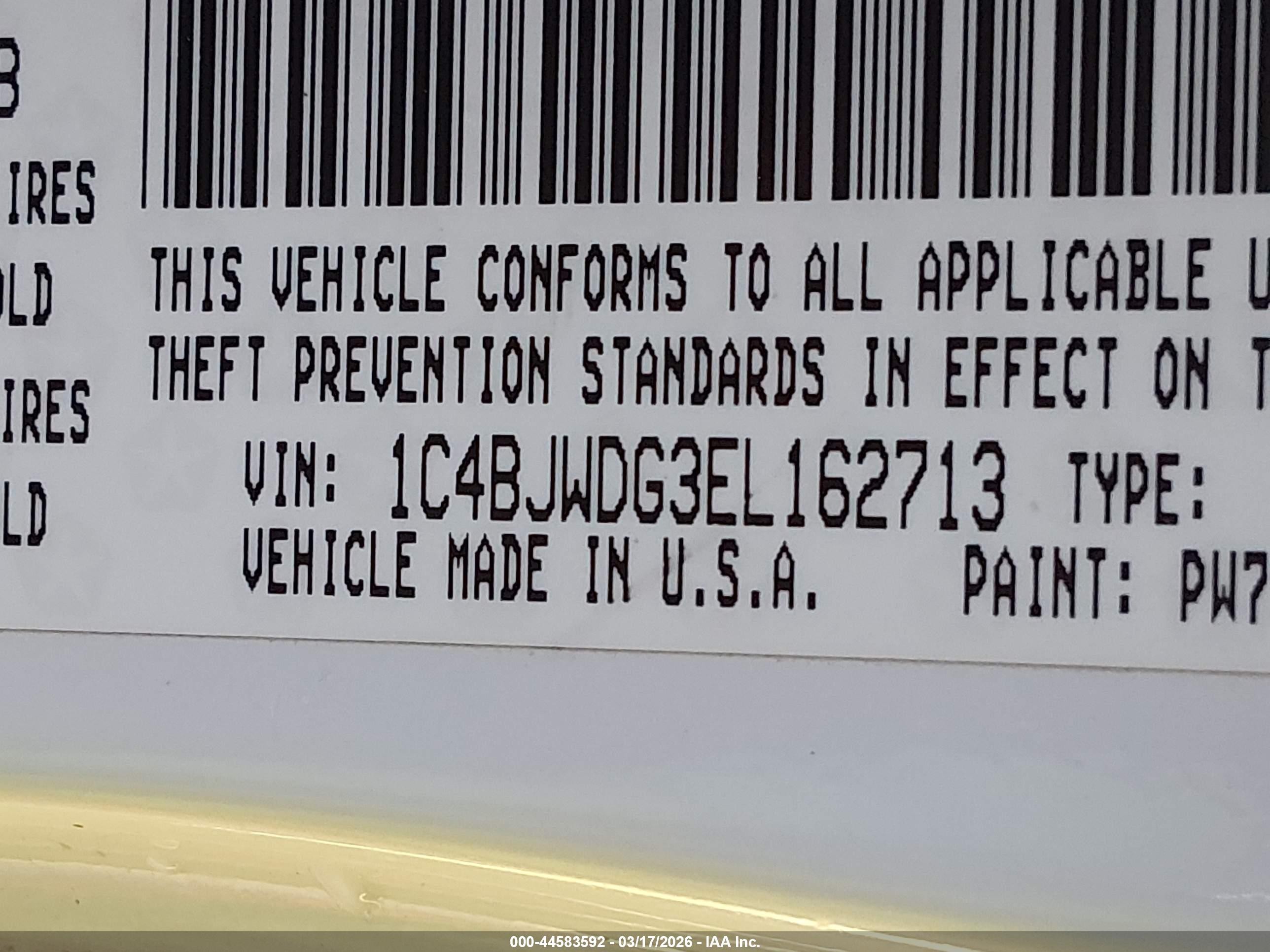 2014 Jeep Wrangler Unlimited Sport White vin: 1C4BJWDG3EL162713