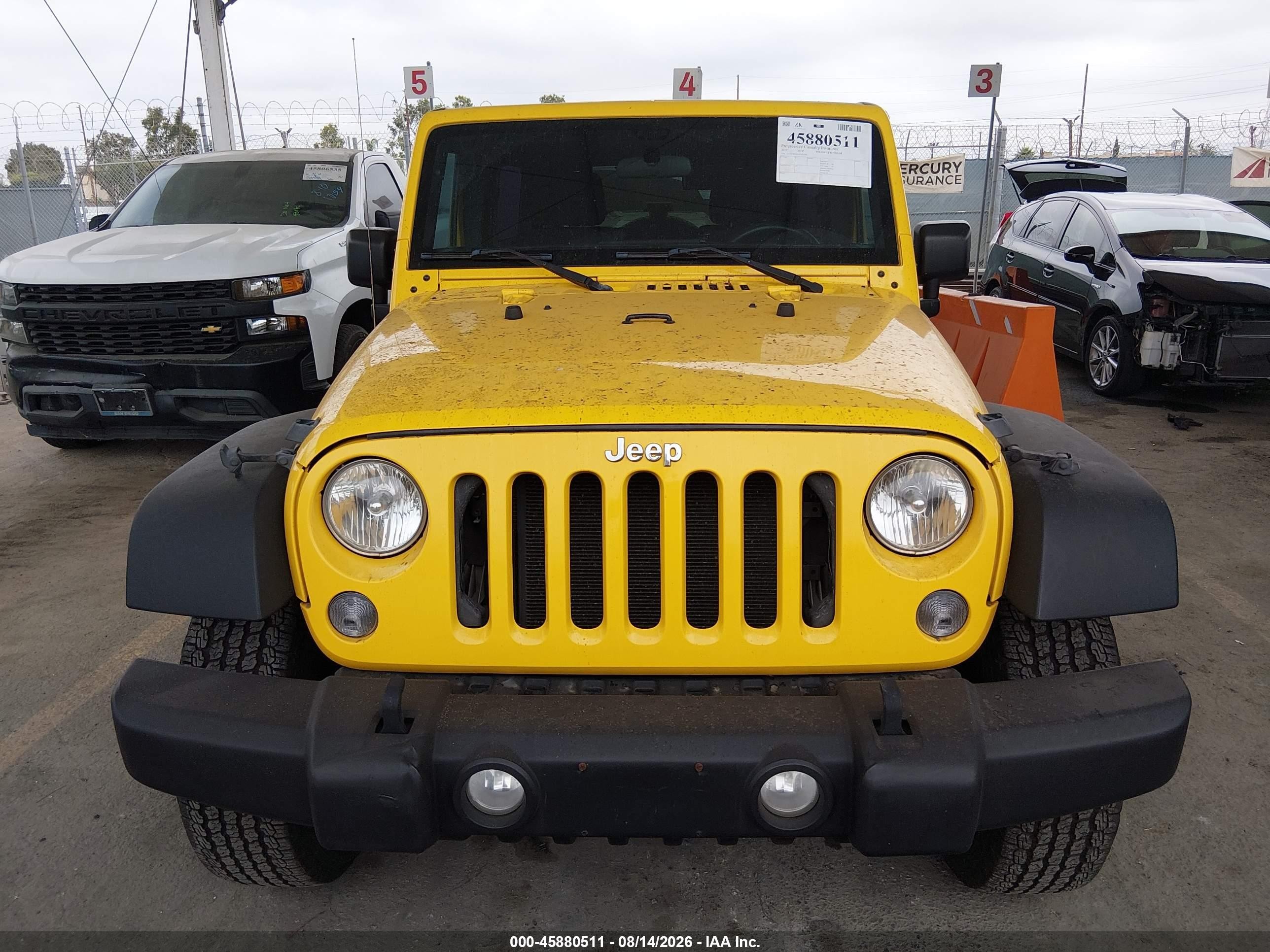 2015 Jeep Wrangler Unlimited Sport Yellow vin: 1C4BJWDG3FL625306