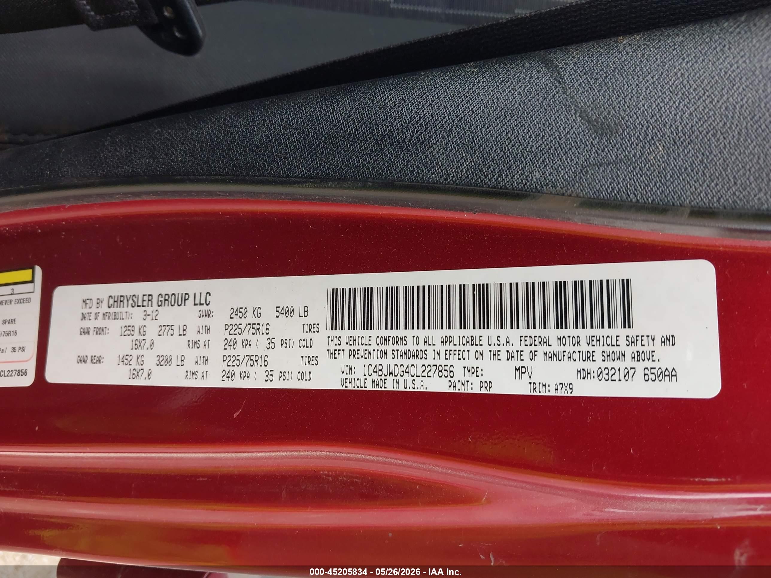 2012 Jeep Wrangler Unlimited Sport Red vin: 1C4BJWDG4CL227856