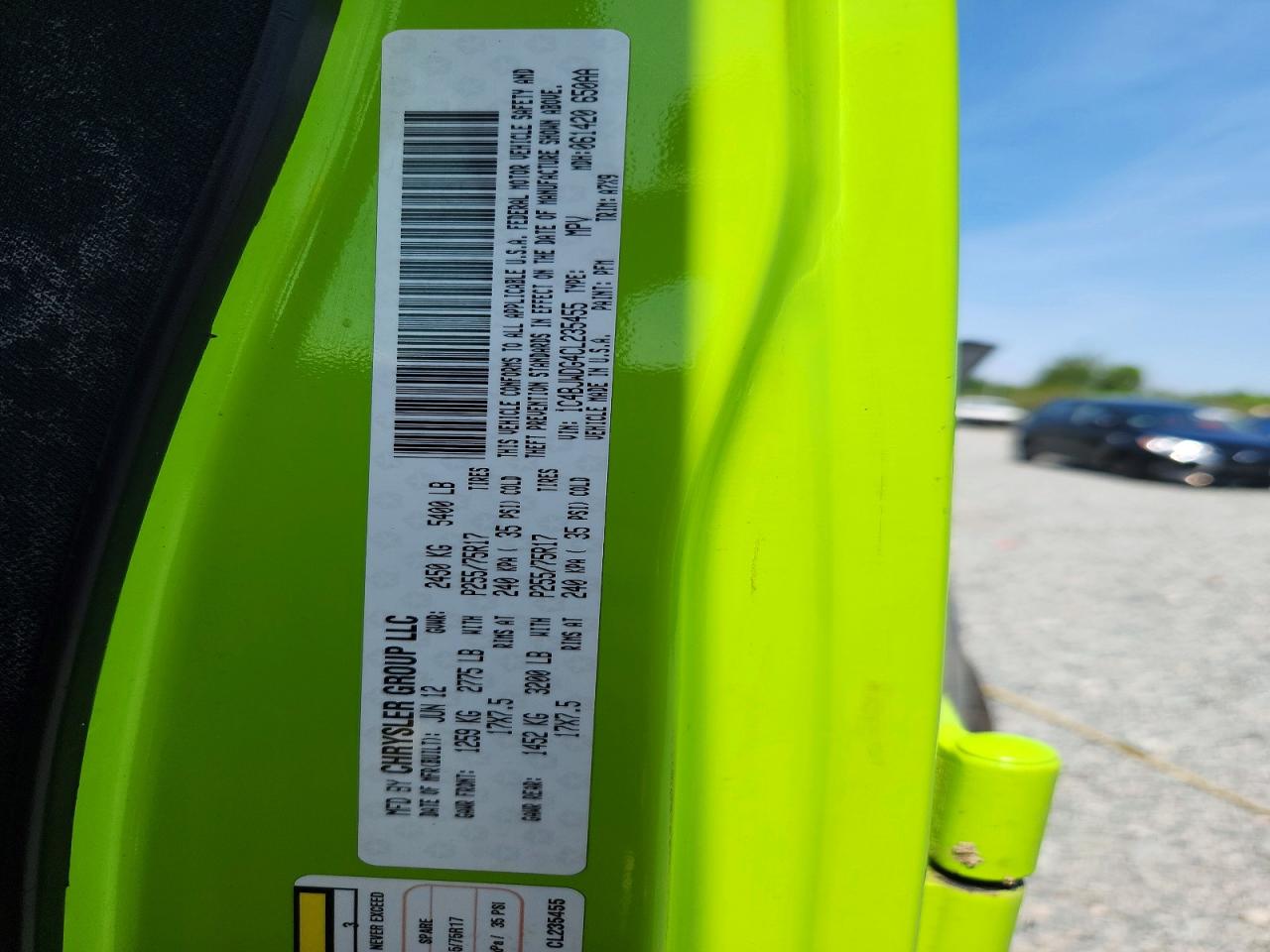 2012 Jeep Wrangler Unlimited Sport Green vin: 1C4BJWDG4CL235455