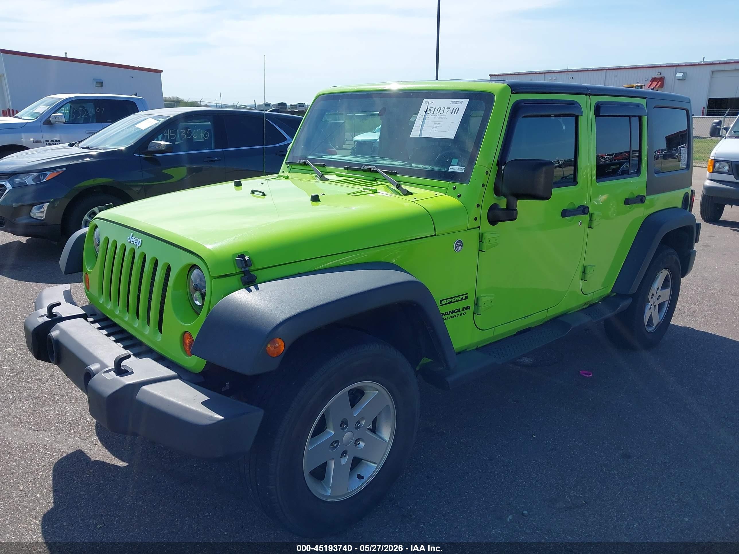 2013 Jeep Wrangler Unlimited Sport Green vin: 1C4BJWDG4DL547616