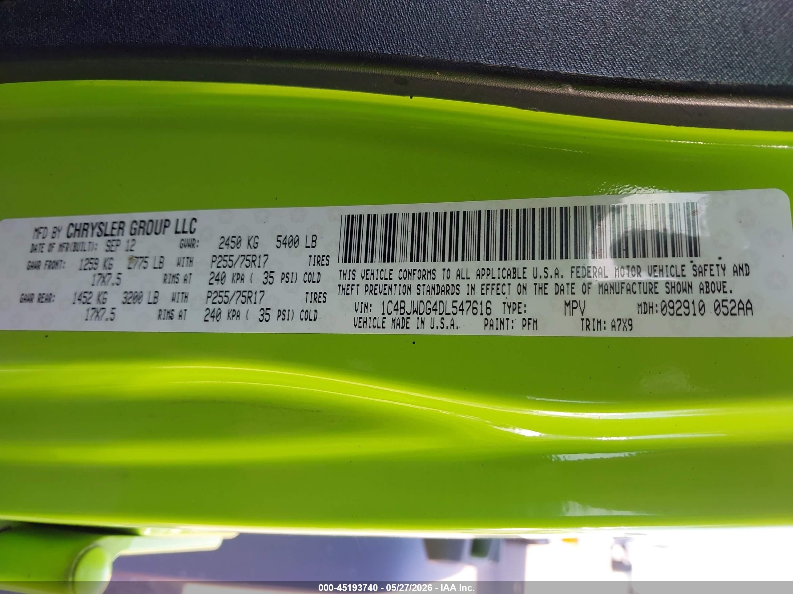 2013 Jeep Wrangler Unlimited Sport Green vin: 1C4BJWDG4DL547616