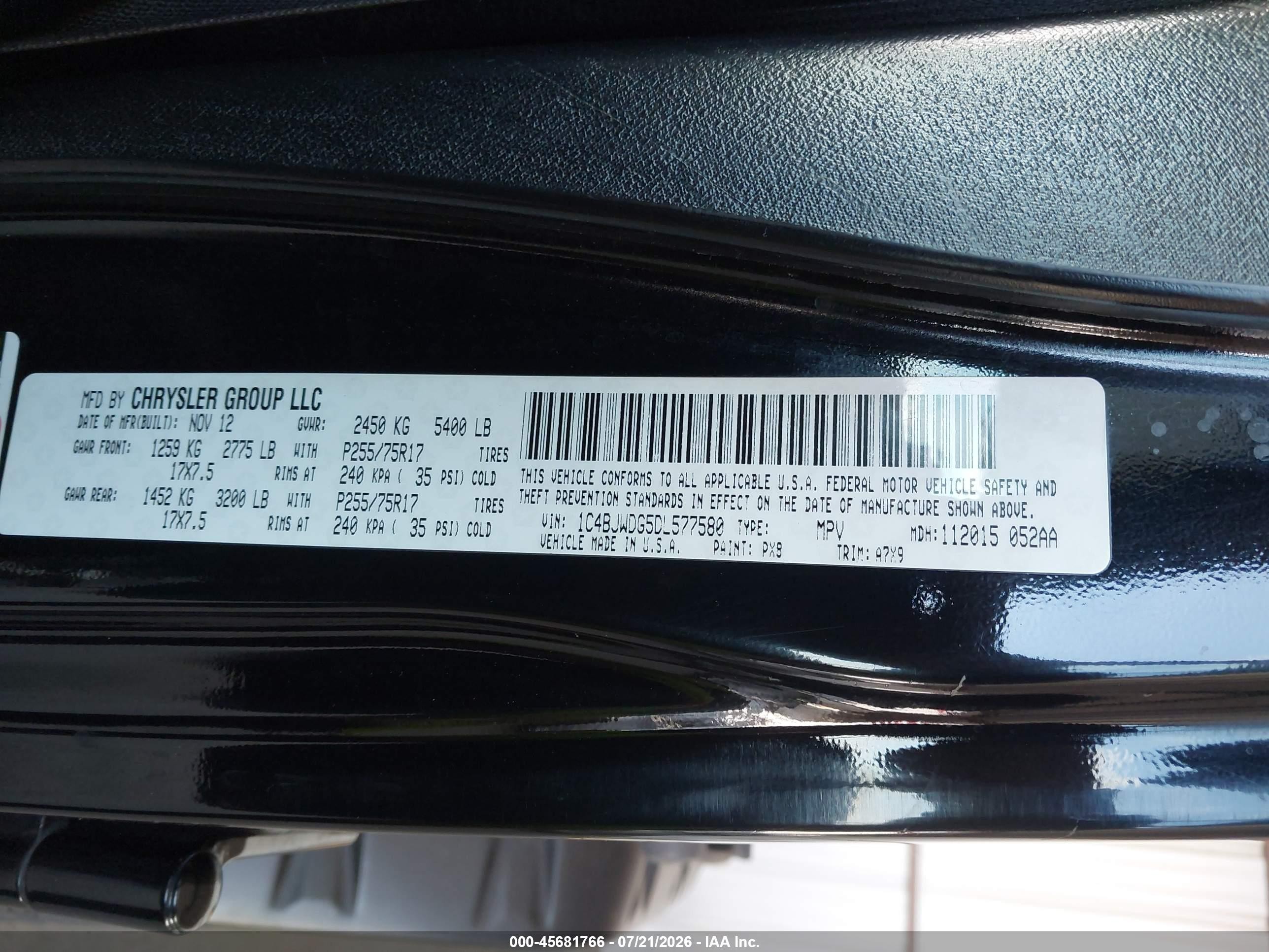 2013 Jeep Wrangler Unlimited Sport Black vin: 1C4BJWDG5DL577580