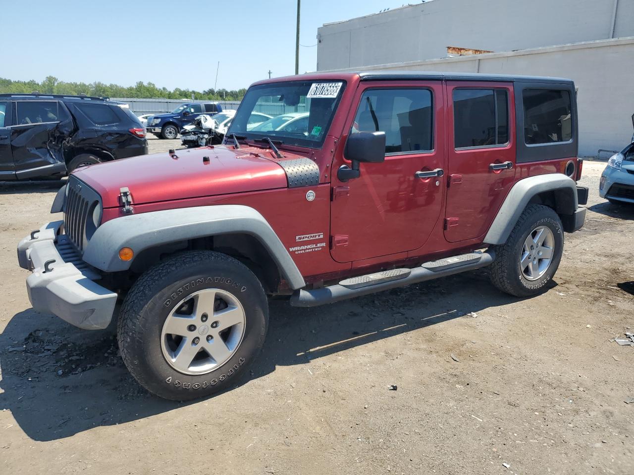 2013 Jeep Wrangler Unlimited Sport Red vin: 1C4BJWDG5DL606740 Damage: Left Front Door, Heavy Scratch, 1/2 To 1 Inch