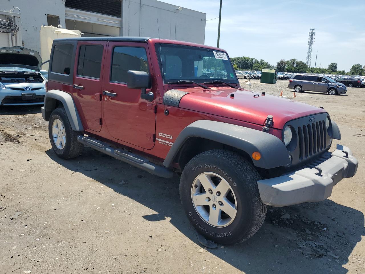 2013 Jeep Wrangler Unlimited Sport Red vin: 1C4BJWDG5DL606740 Damage: F Bumper Textured, Dent(S) W/No Paint Dmg, < 1/8 Inch