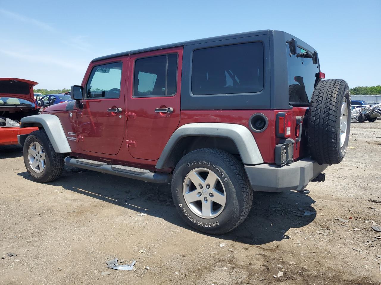 2013 Jeep Wrangler Unlimited Sport Red vin: 1C4BJWDG5DL606740 Damage: Left Rear Door, Heavy Scratch, 1/2 To 1 Inch