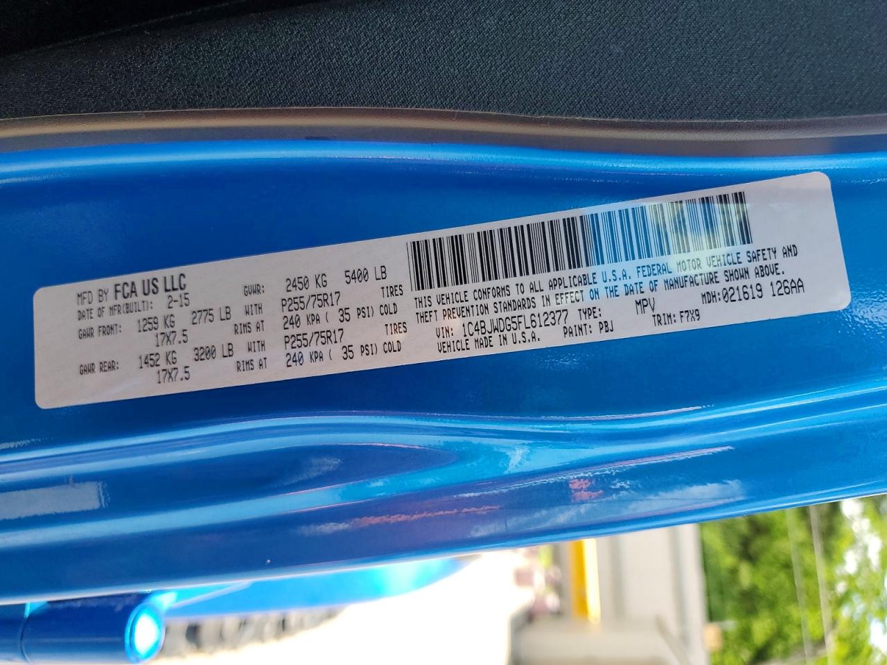 2015 Jeep Wrangler Unlimited Sport Blue vin: 1C4BJWDG5FL612377