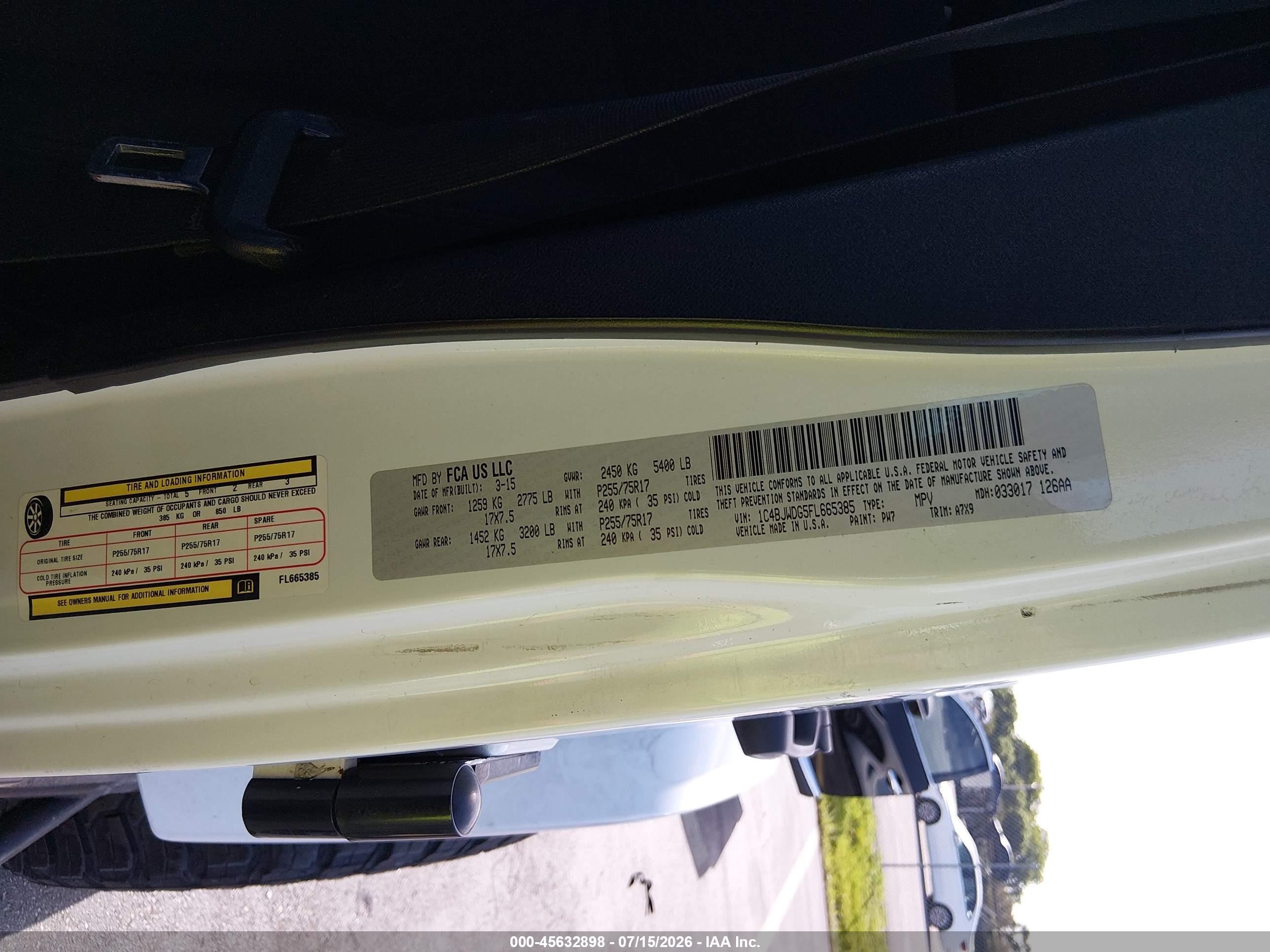 2015 Jeep Wrangler Unlimited Sport White vin: 1C4BJWDG5FL665385