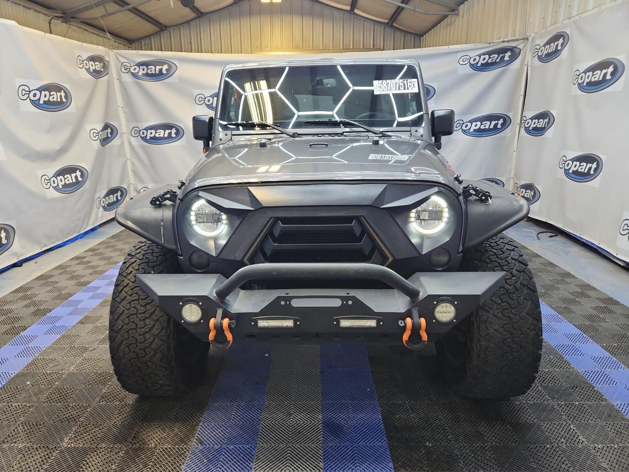 2014 Jeep Wrangler Unlimited Sport Gray vin: 1C4BJWDG6EL270288 Damage: Grille, Aftermarket, Acceptable