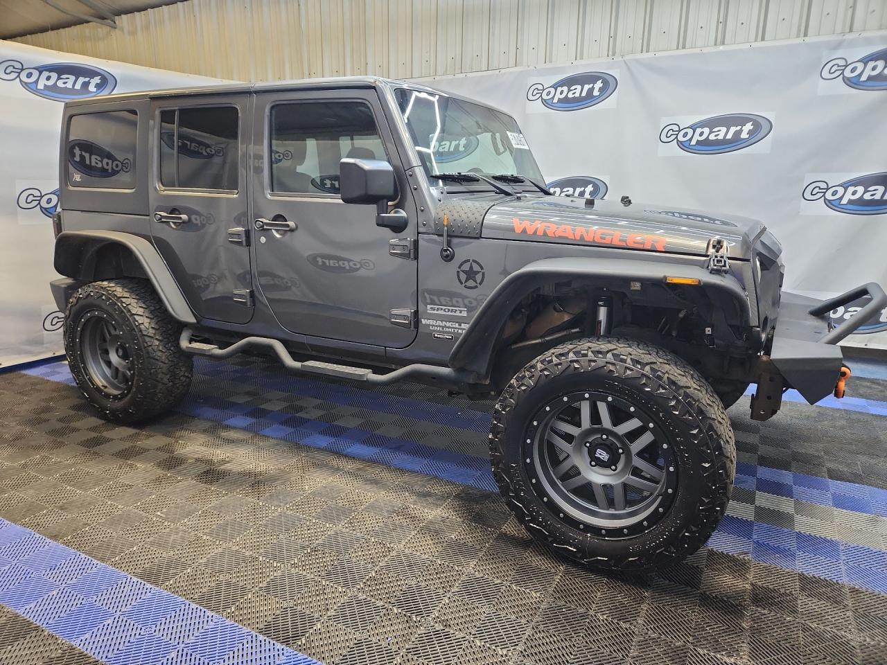 2014 Jeep Wrangler Unlimited Sport Gray vin: 1C4BJWDG6EL270288 Damage: Antenna, Aftermarket, Acceptable