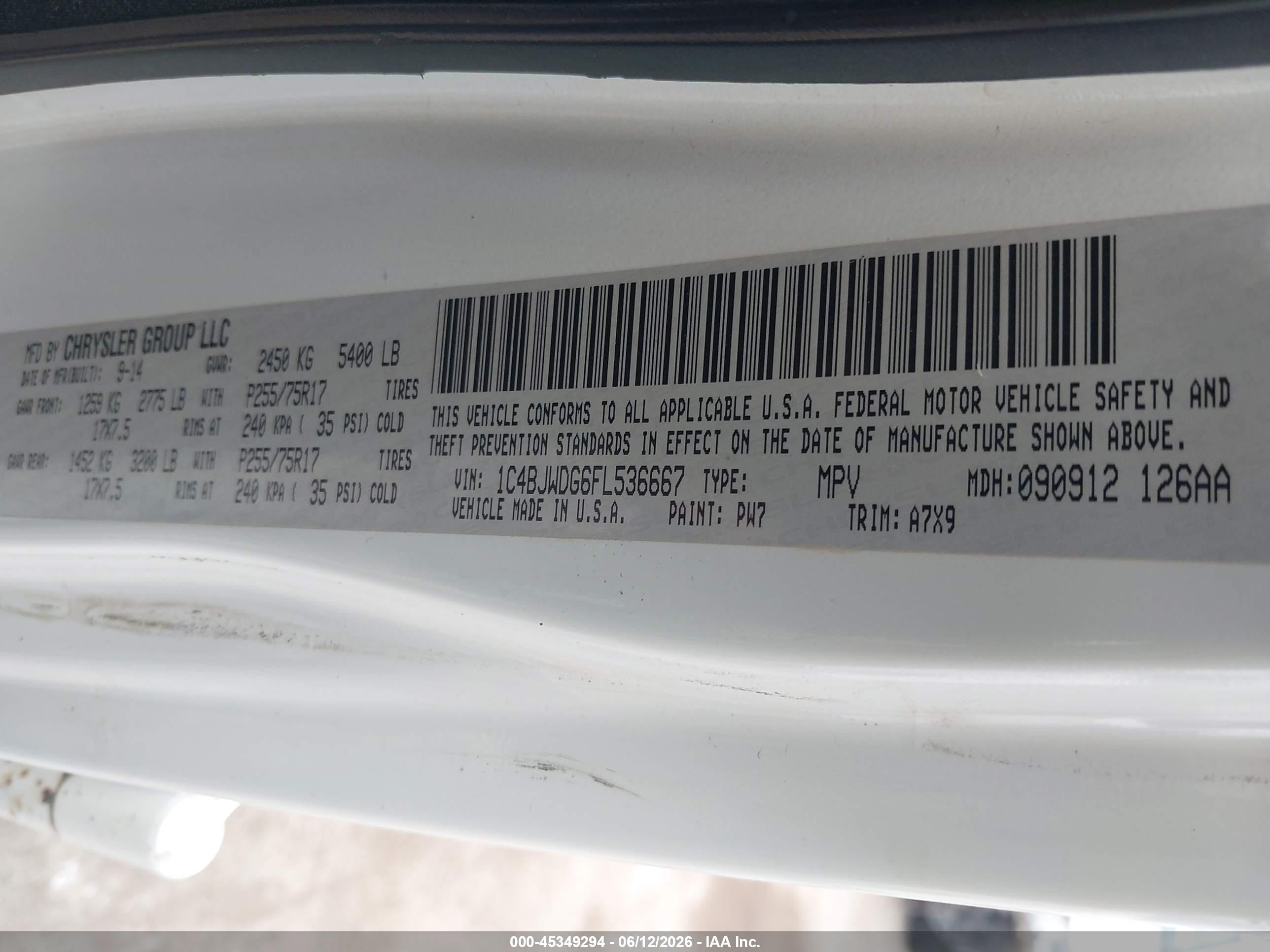 2015 Jeep Wrangler Unlimited Sport White vin: 1C4BJWDG6FL536667