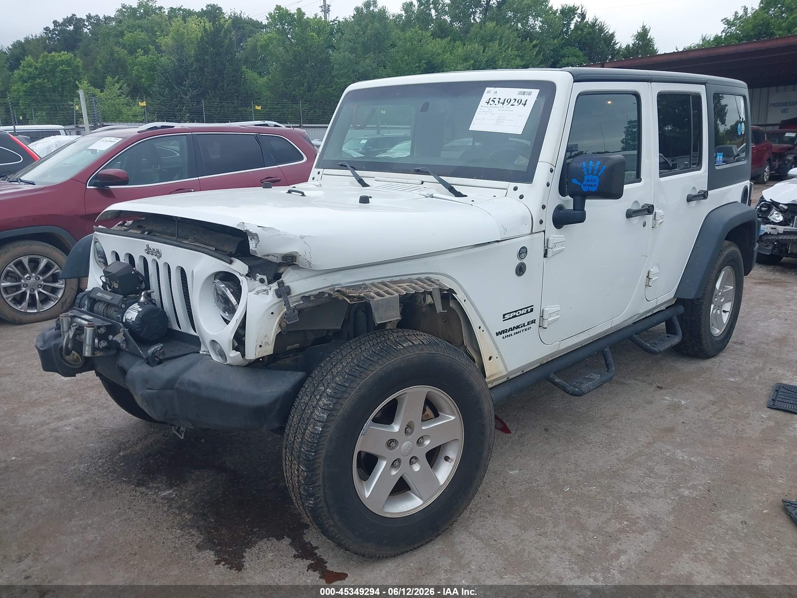 2015 Jeep Wrangler Unlimited Sport White vin: 1C4BJWDG6FL536667