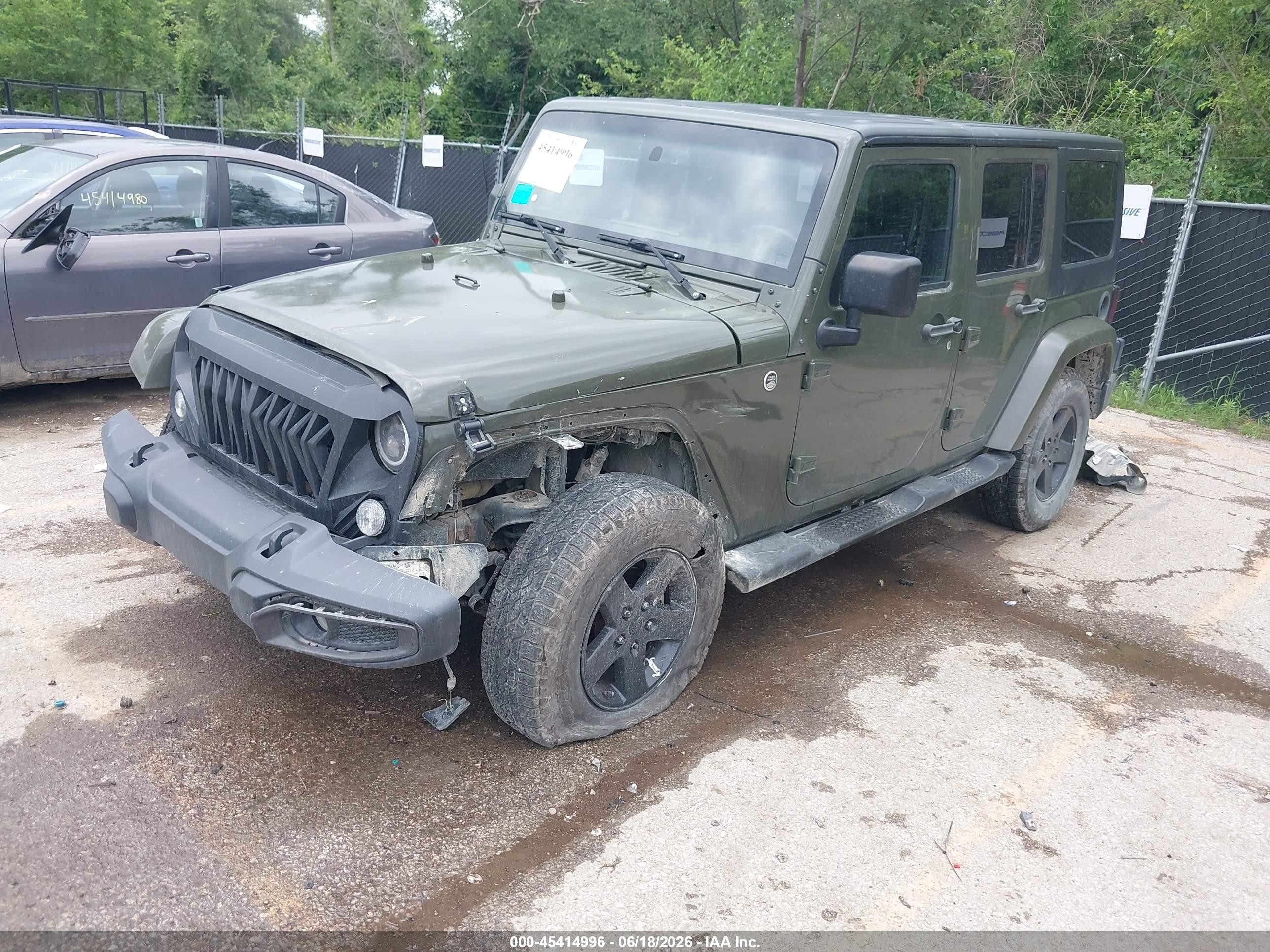 2015 Jeep Wrangler Unlimited Sport Green vin: 1C4BJWDG6FL762627