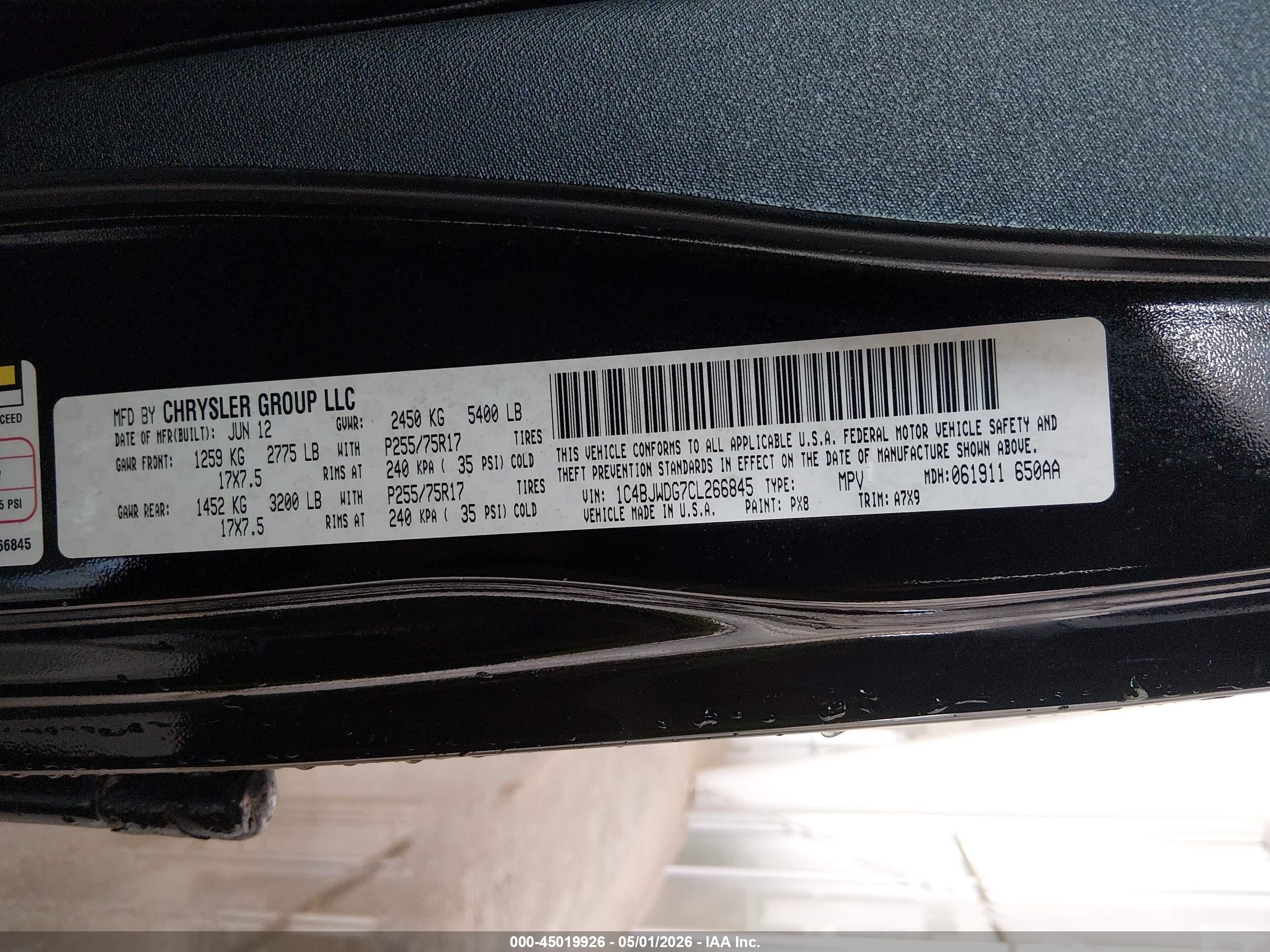 2012 Jeep Wrangler Unlimited Sport Black vin: 1C4BJWDG7CL266845