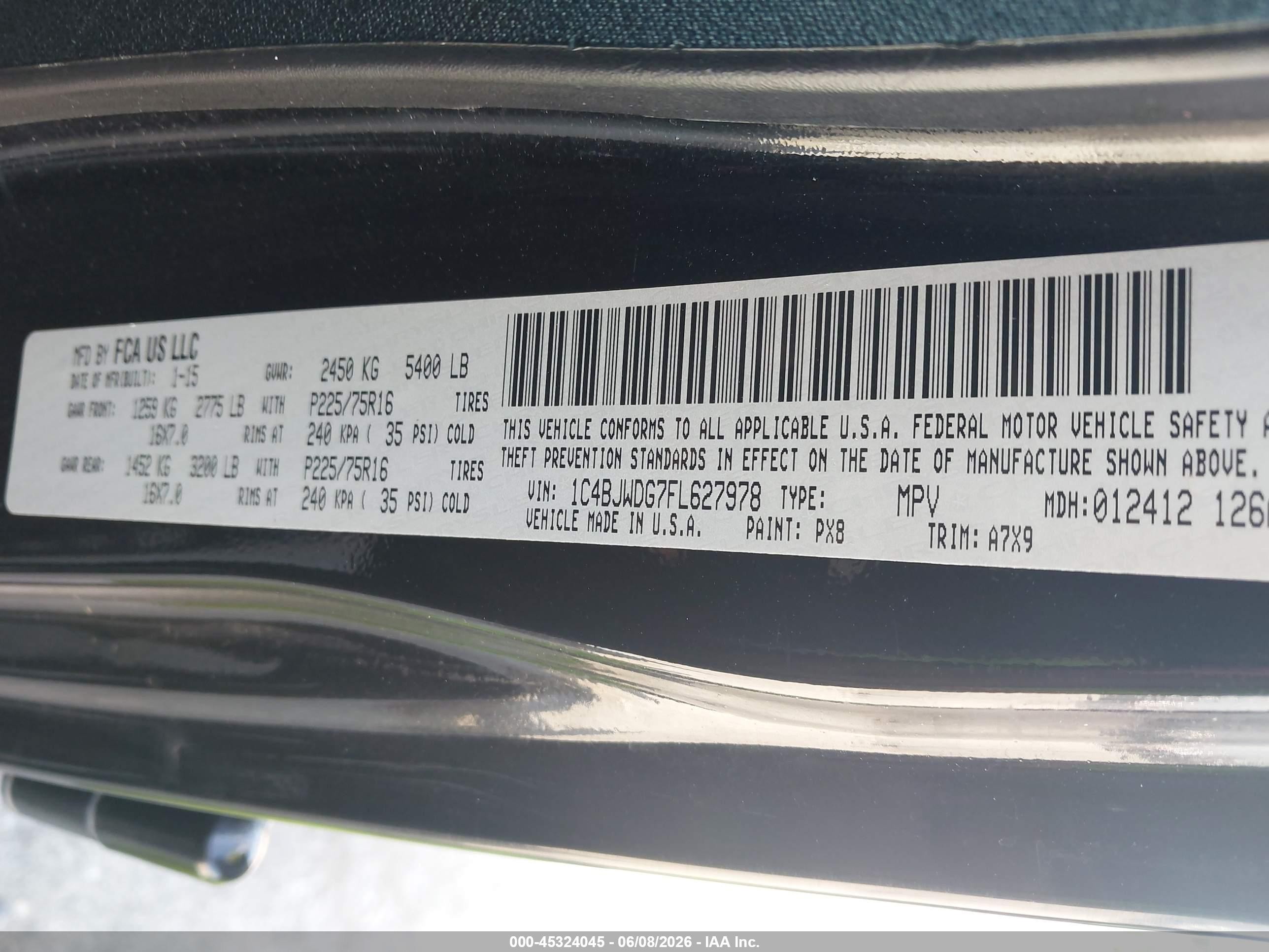 2015 Jeep Wrangler Unlimited Sport Black vin: 1C4BJWDG7FL627978