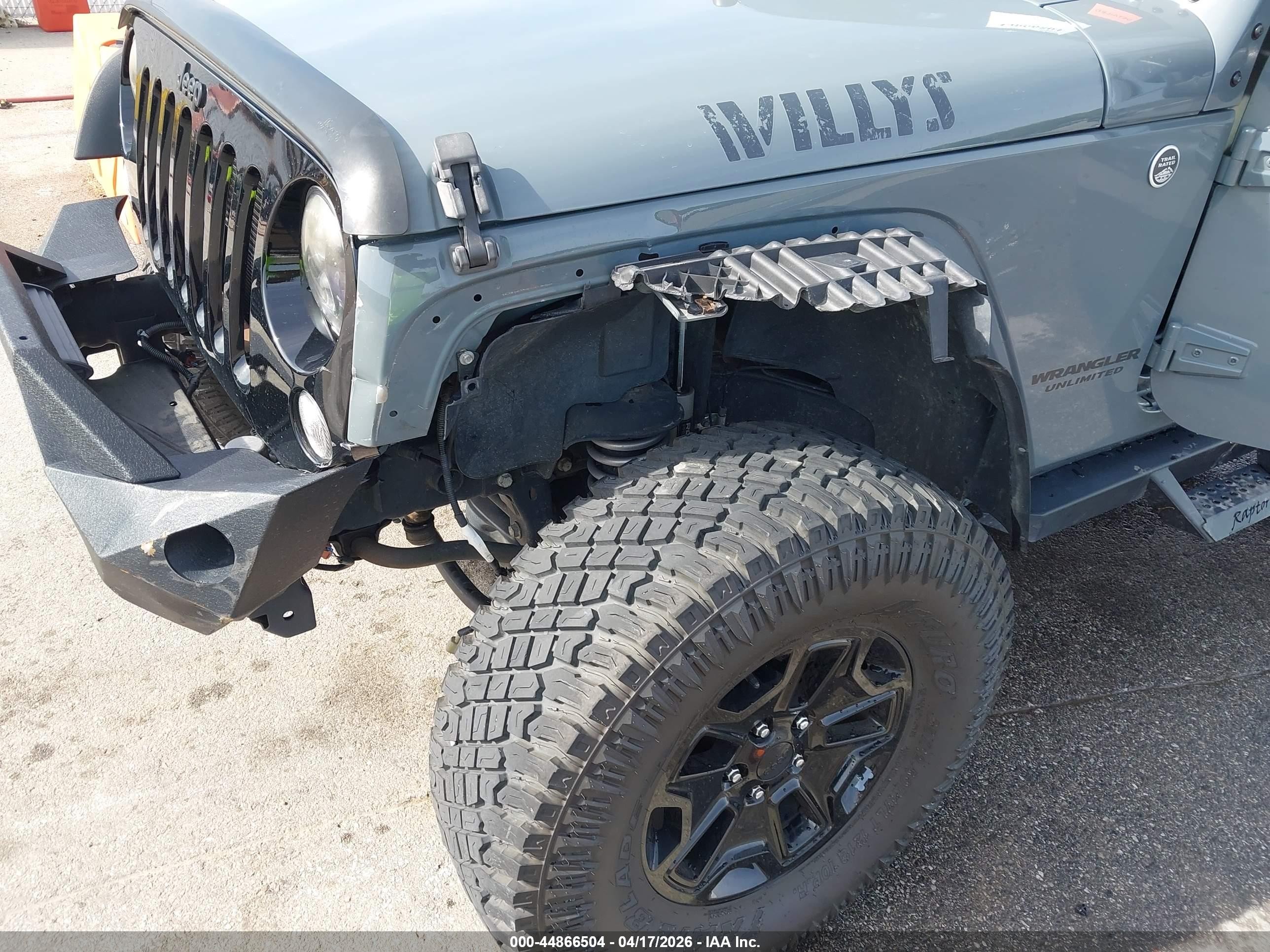 2015 Jeep Wrangler Unlimited Willys Wheeler Gray vin: 1C4BJWDG7FL634929