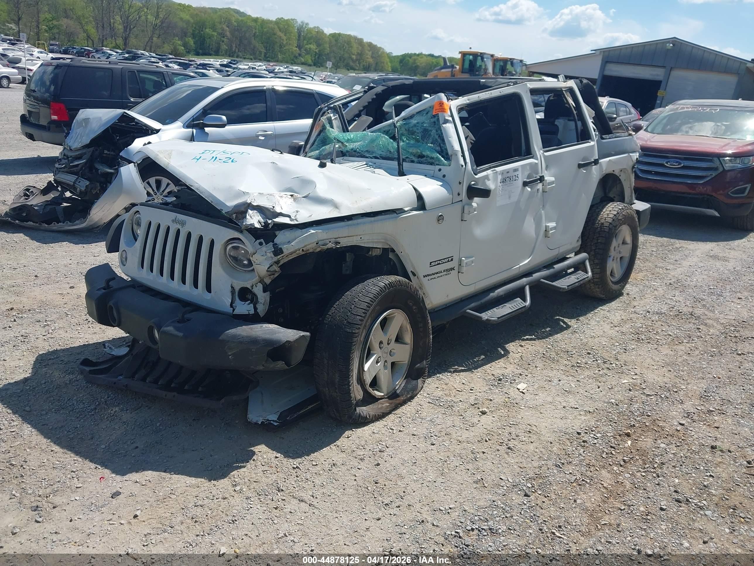 2018 Jeep Wrangler Jk Unlimited Sport S 4x4 White vin: 1C4BJWDG7JL826523