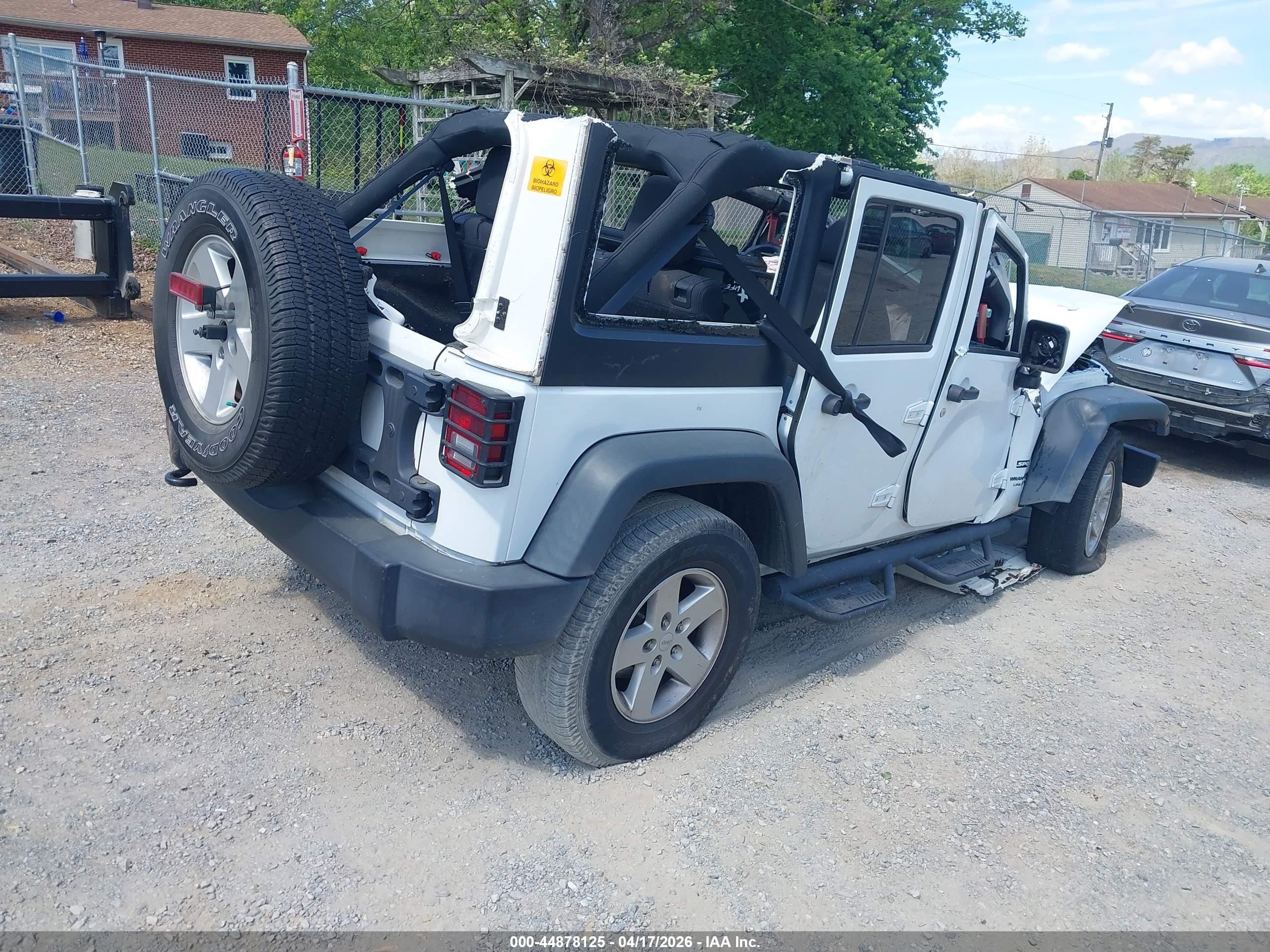 2018 Jeep Wrangler Jk Unlimited Sport S 4x4 White vin: 1C4BJWDG7JL826523