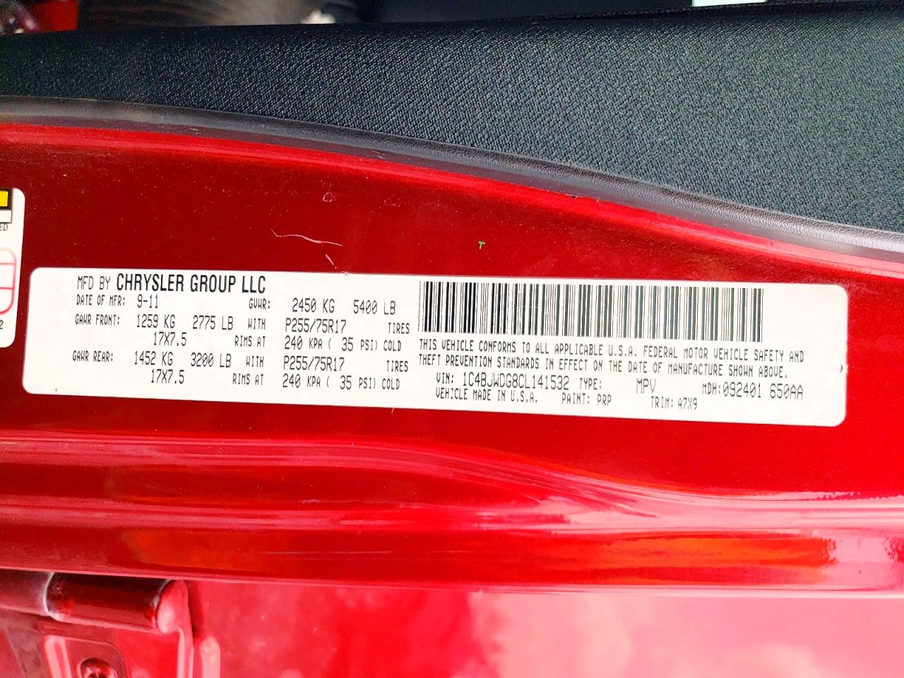 2012 Jeep Wrangler Unlimited Sport Red vin: 1C4BJWDG8CL141532