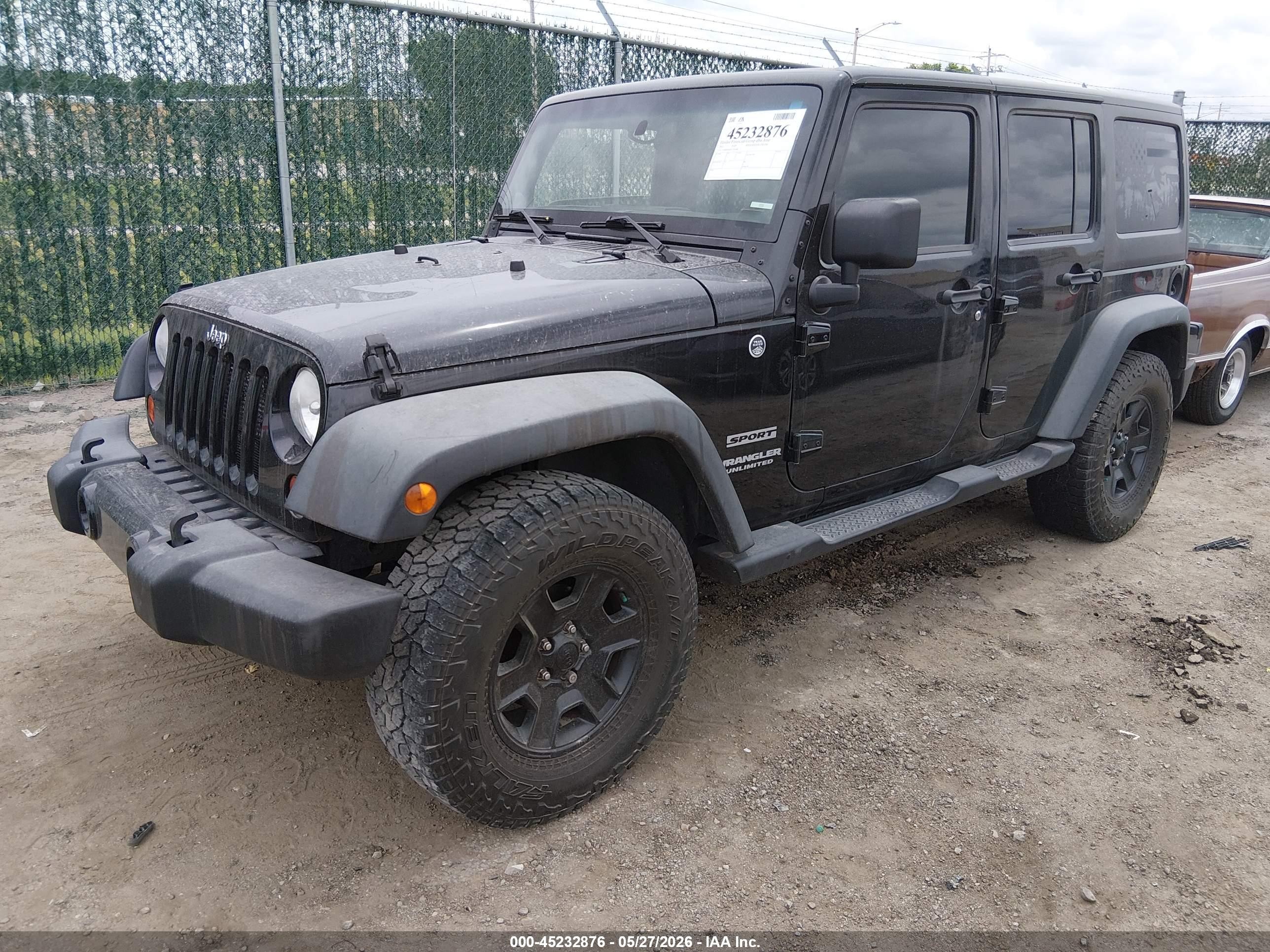 2012 Jeep Wrangler Unlimited Sport Black vin: 1C4BJWDG8CL181688
