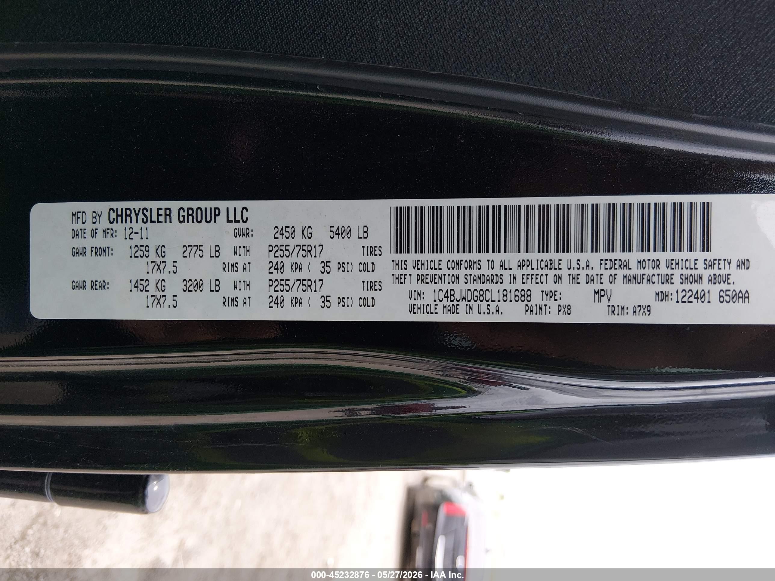 2012 Jeep Wrangler Unlimited Sport Black vin: 1C4BJWDG8CL181688