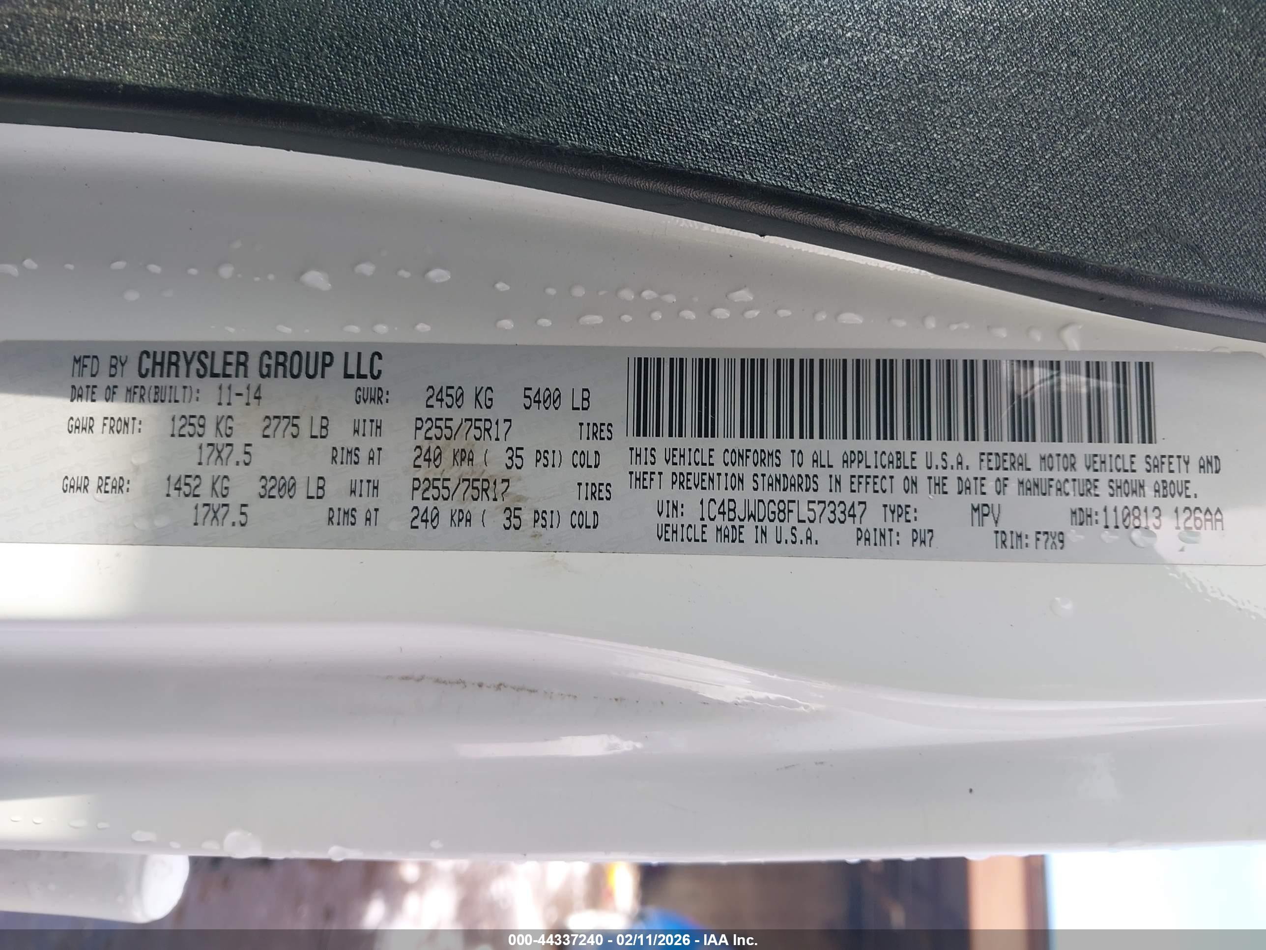 2015 Jeep Wrangler Unlimited Freedom Edition White vin: 1C4BJWDG8FL573347