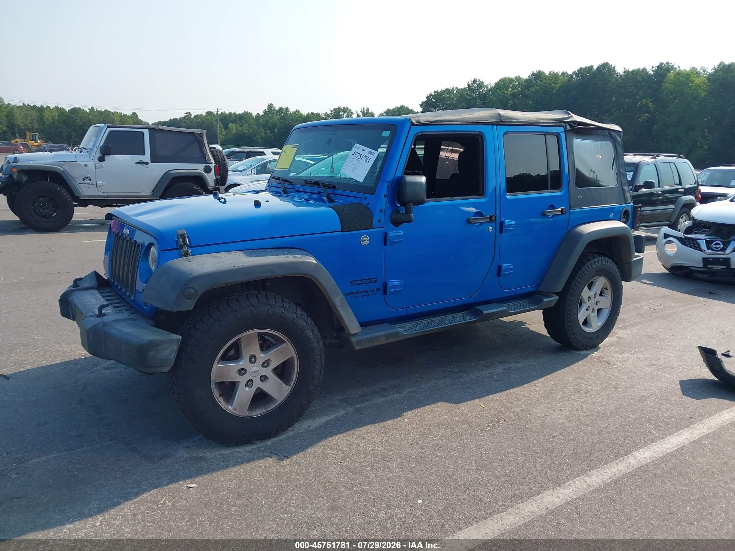 2015 Jeep Wrangler Unlimited Sport Blue vin: 1C4BJWDG8FL689731