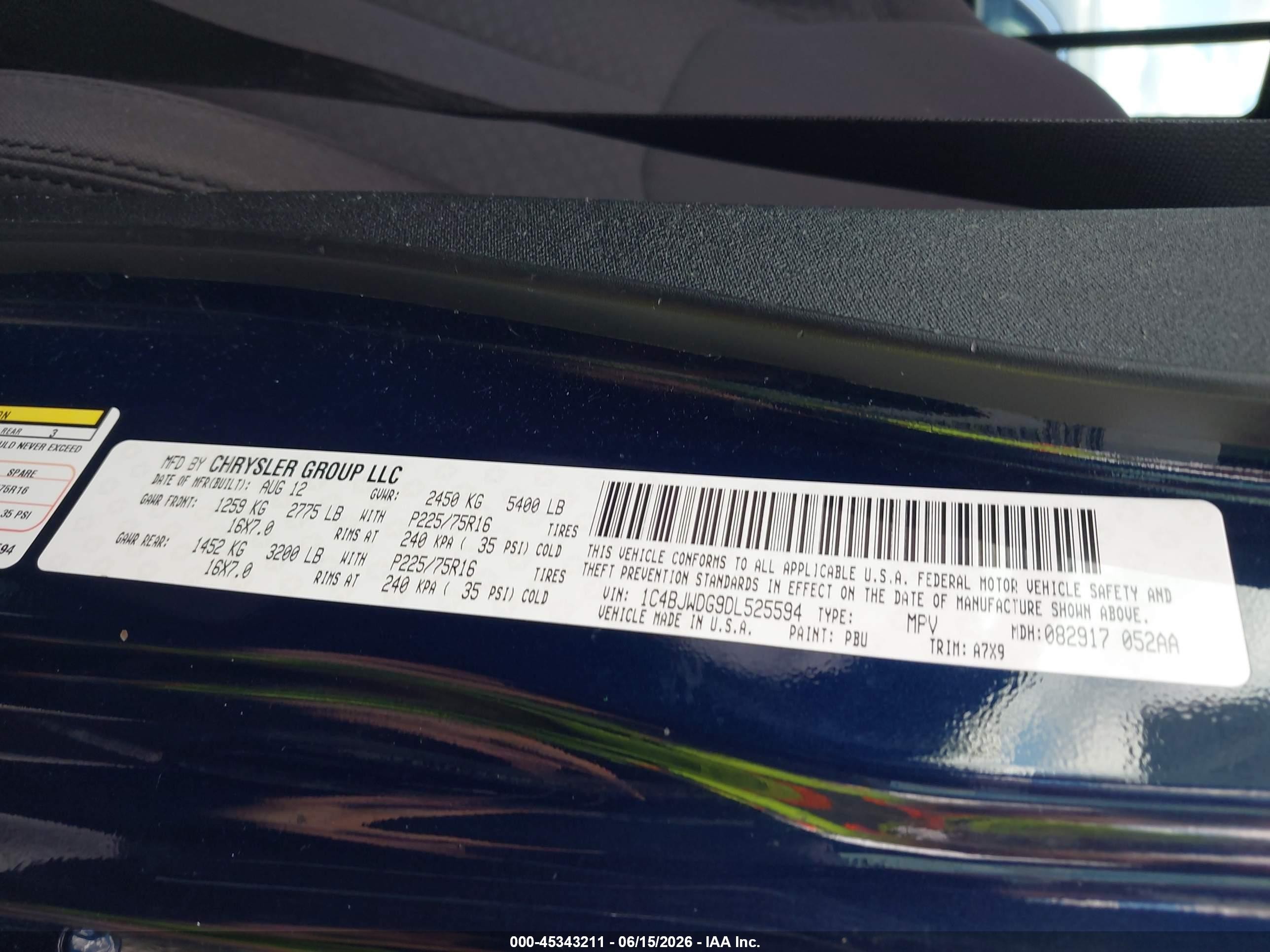 2013 Jeep Wrangler Unlimited Sport Blue vin: 1C4BJWDG9DL525594
