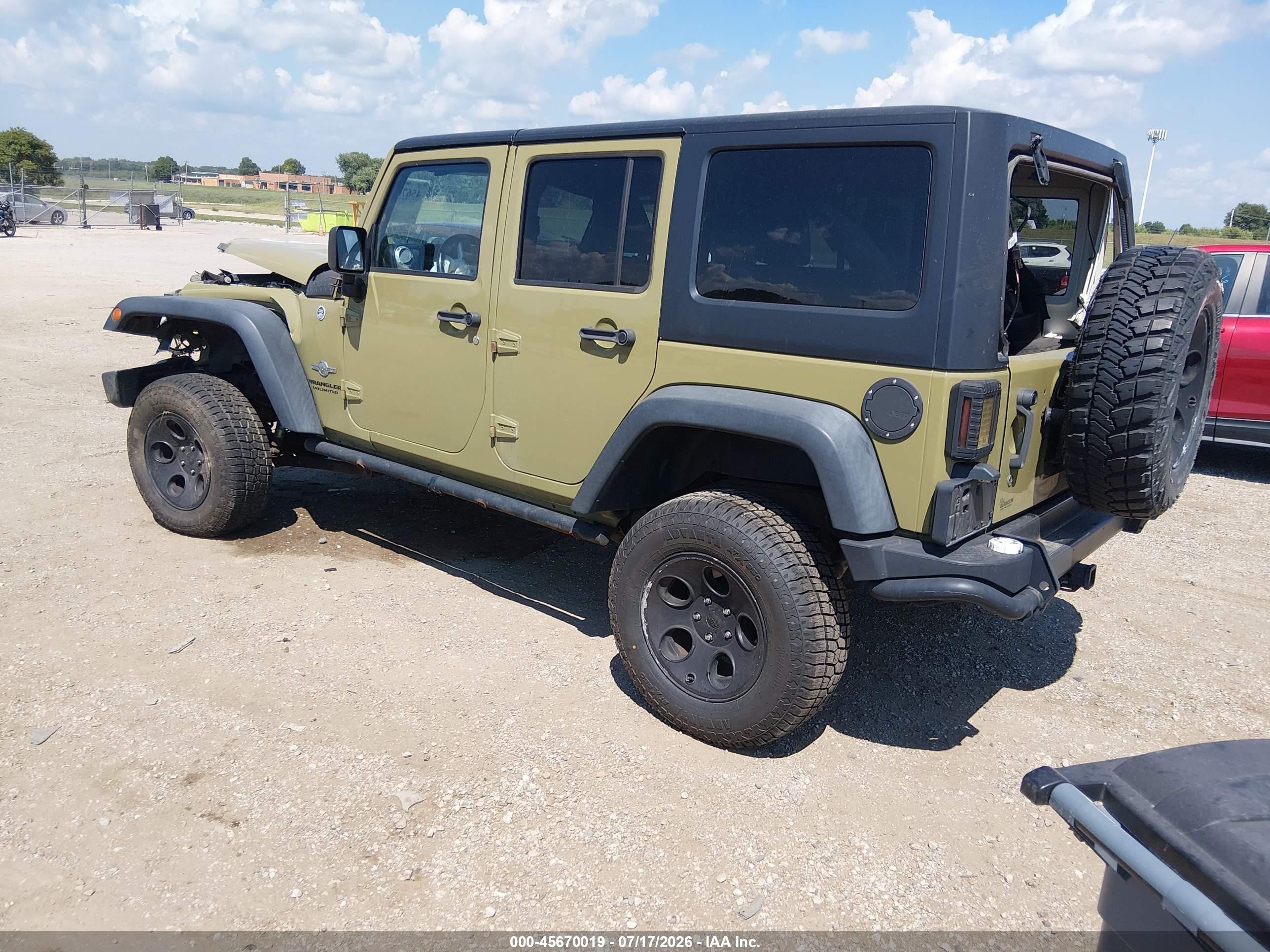 2013 Jeep Wrangler Unlimited Freedom Edition Green vin: 1C4BJWDGXDL618527