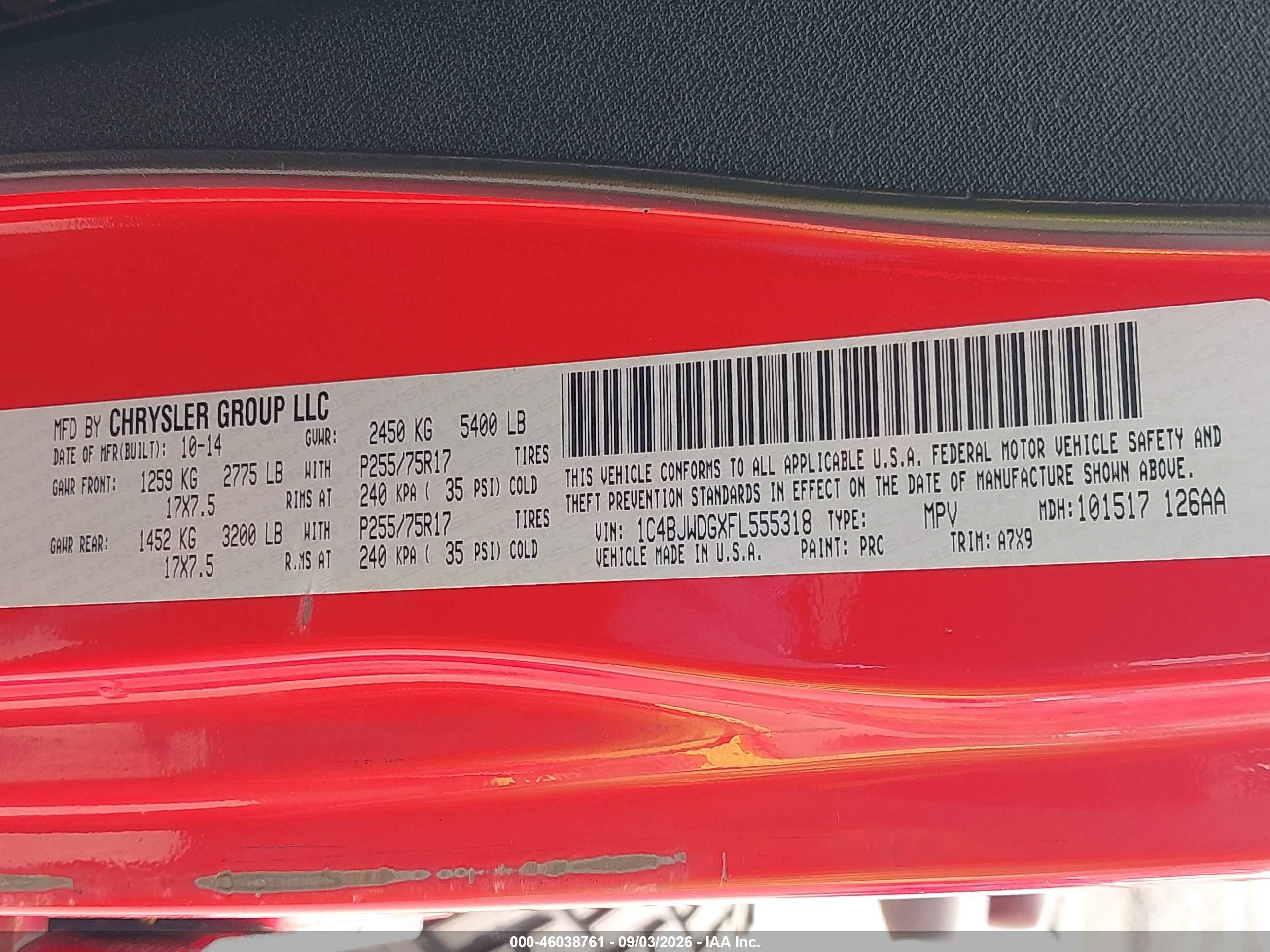 2015 Jeep Wrangler Unlimited Sport Red vin: 1C4BJWDGXFL555318