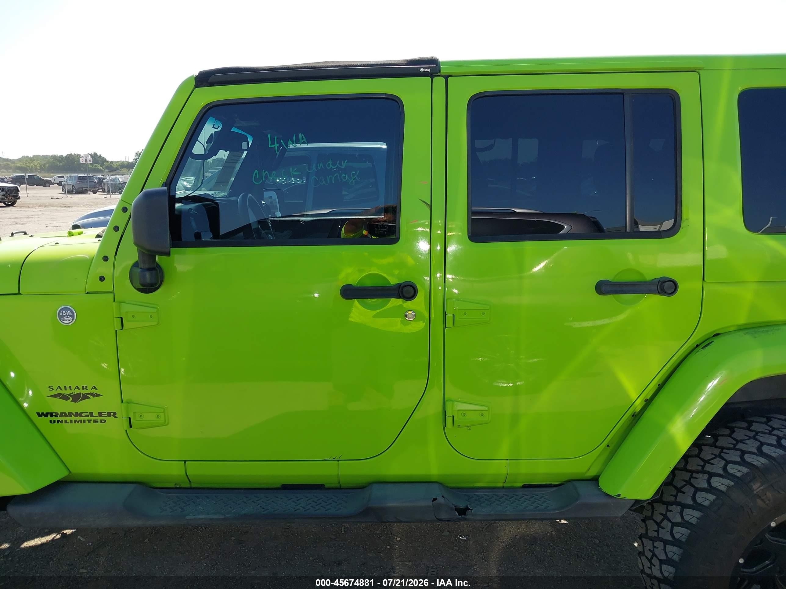 2013 Jeep Wrangler Unlimited Sahara Green vin: 1C4BJWEG0DL542167