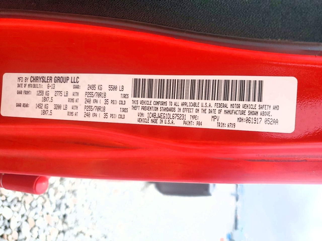 2013 Jeep Wrangler Unlimited Sahara Red vin: 1C4BJWEG1DL675231