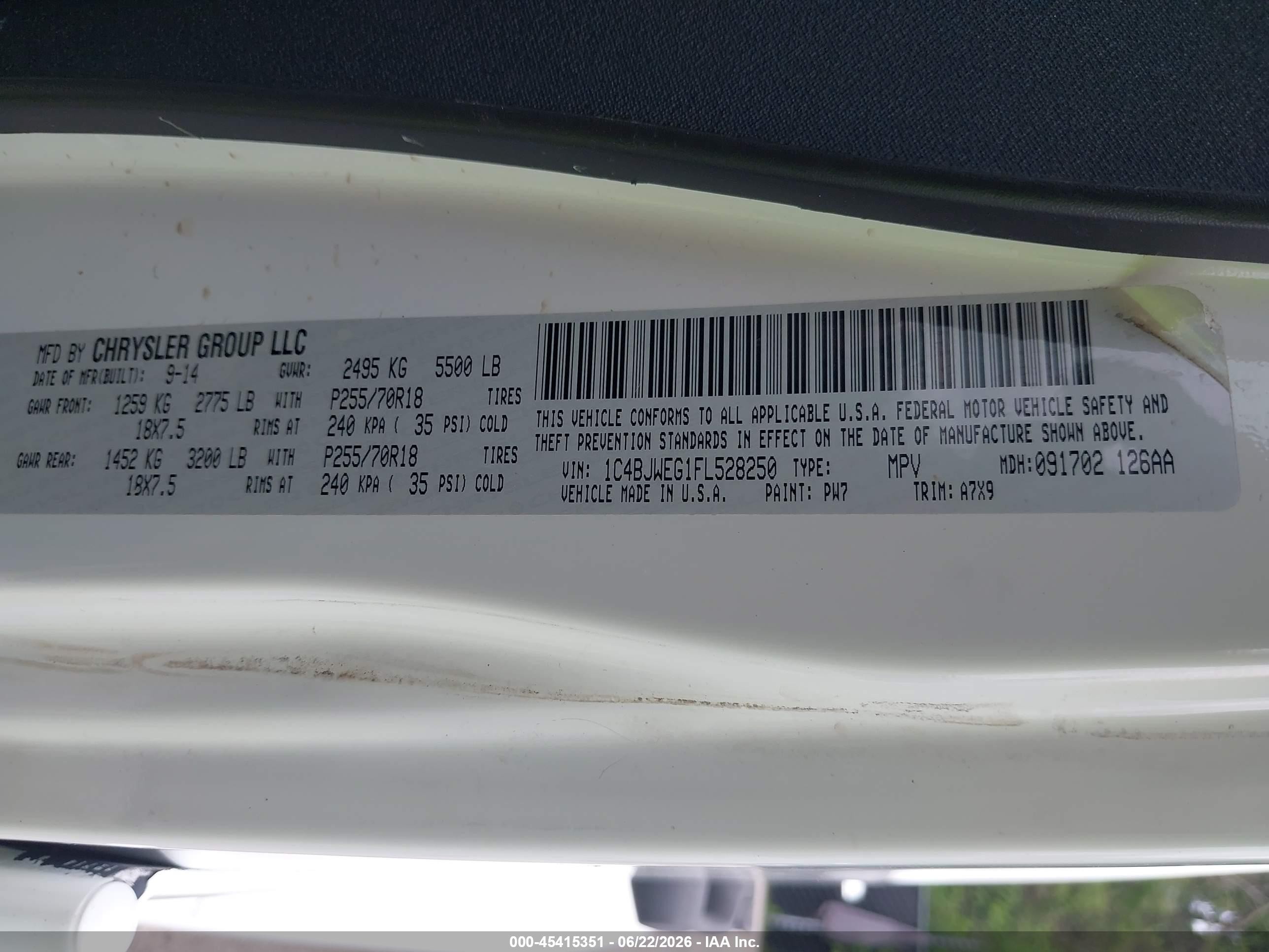 2015 Jeep Wrangler Unlimited Sahara White vin: 1C4BJWEG1FL528250