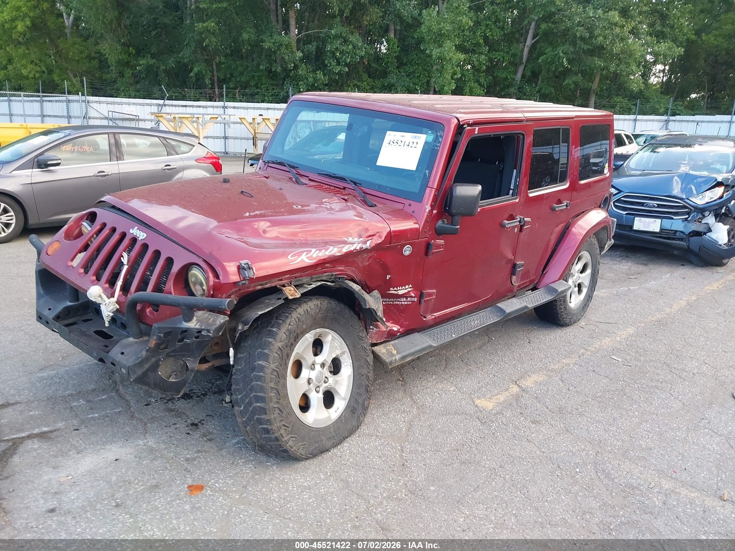2012 Jeep Wrangler Unlimited Sahara Red vin: 1C4BJWEG3CL179538