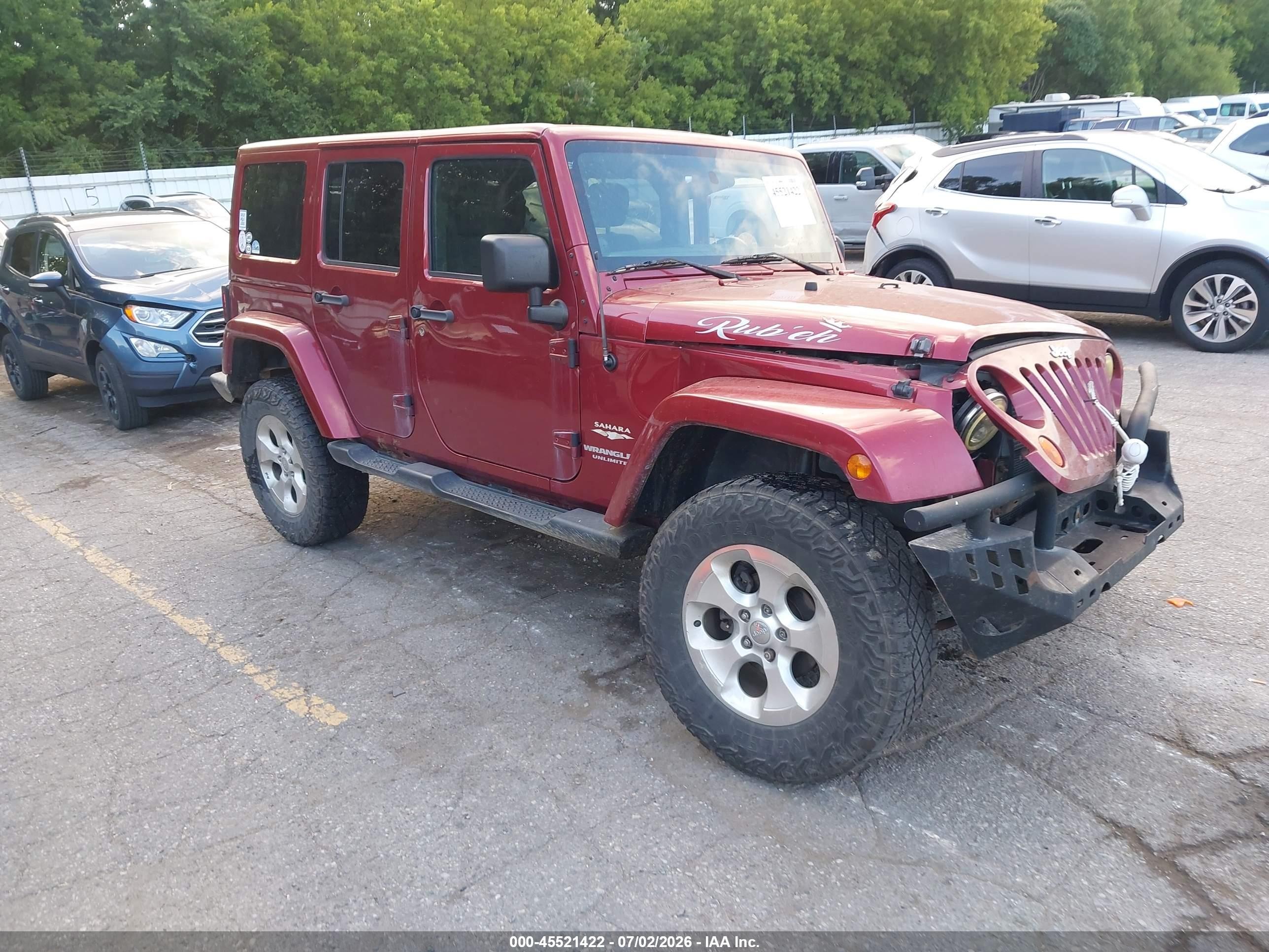 2012 Jeep Wrangler Unlimited Sahara Red vin: 1C4BJWEG3CL179538