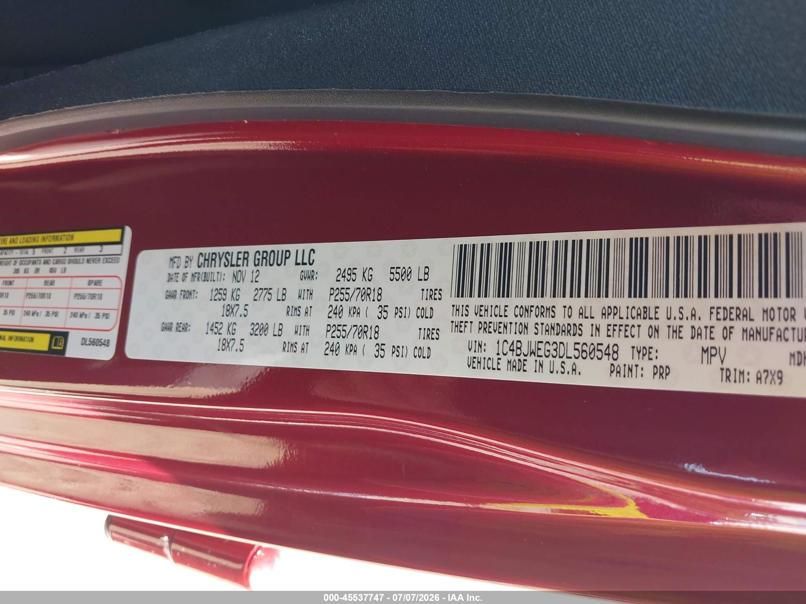 2013 Jeep Wrangler Unlimited Sahara Burgundy vin: 1C4BJWEG3DL560548