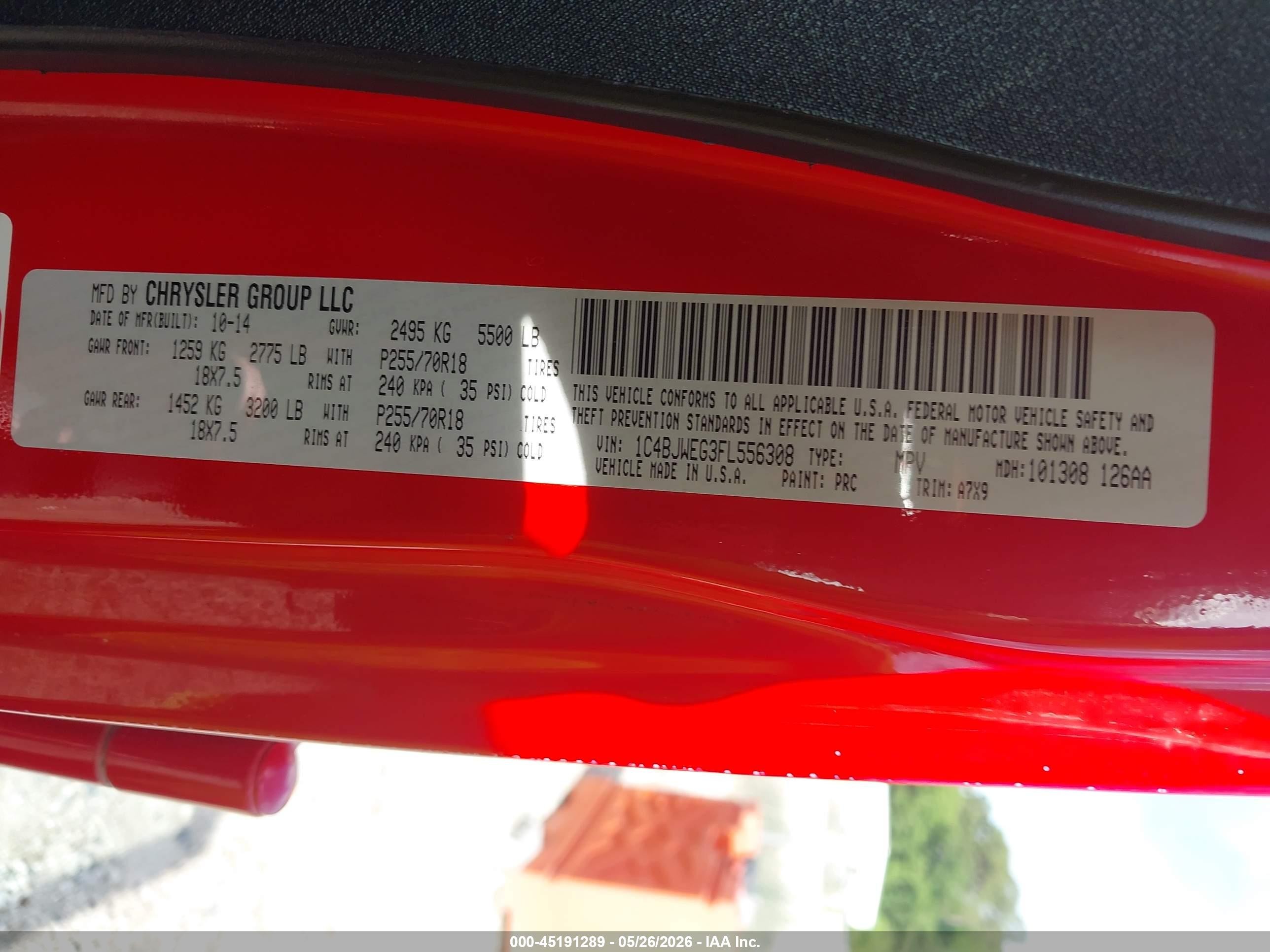 2015 Jeep Wrangler Unlimited Sahara Red vin: 1C4BJWEG3FL556308